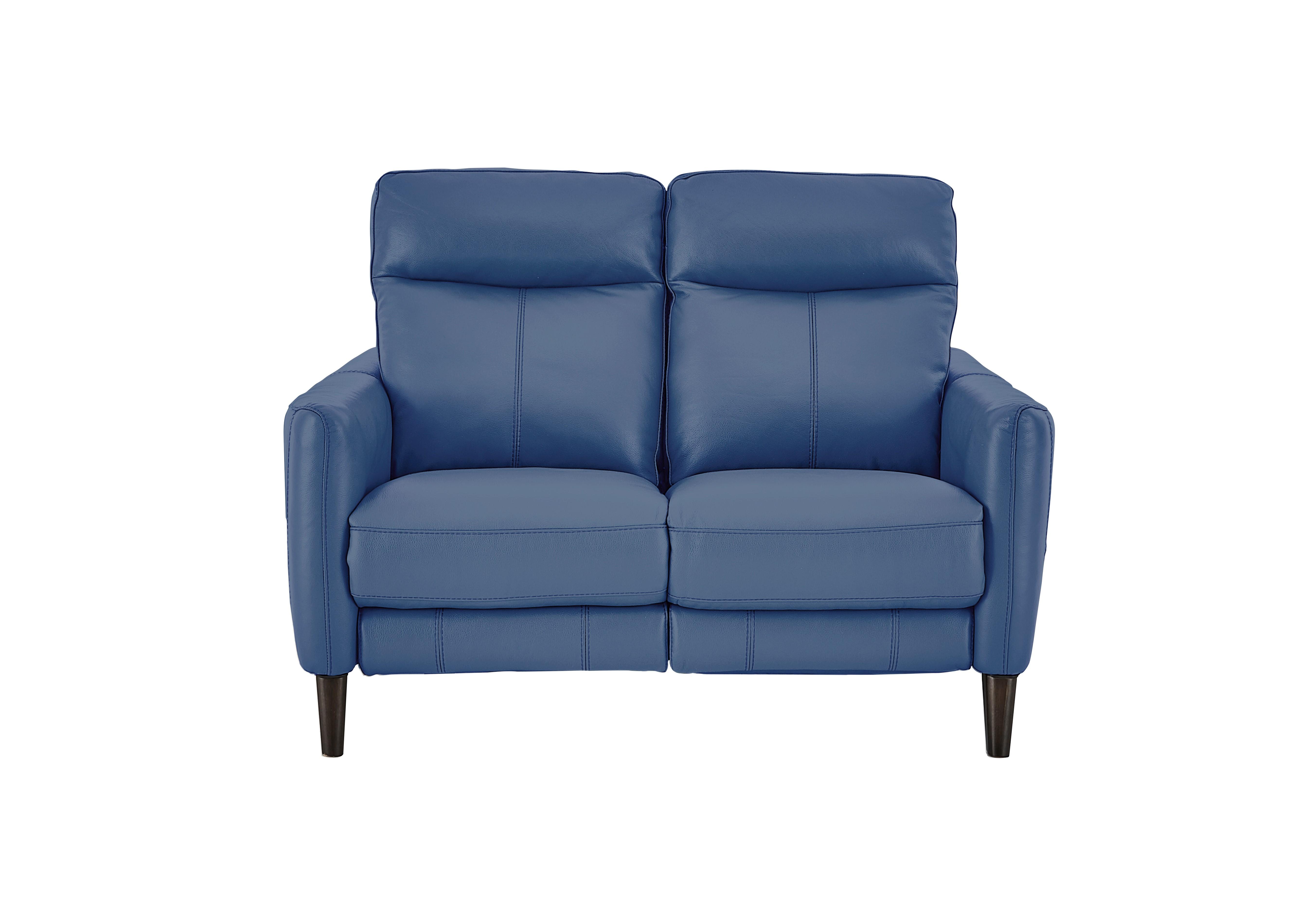 Compact Collection Petit 2 Seater Leather Sofa in Bv-313e Ocean Blue on Furniture Village