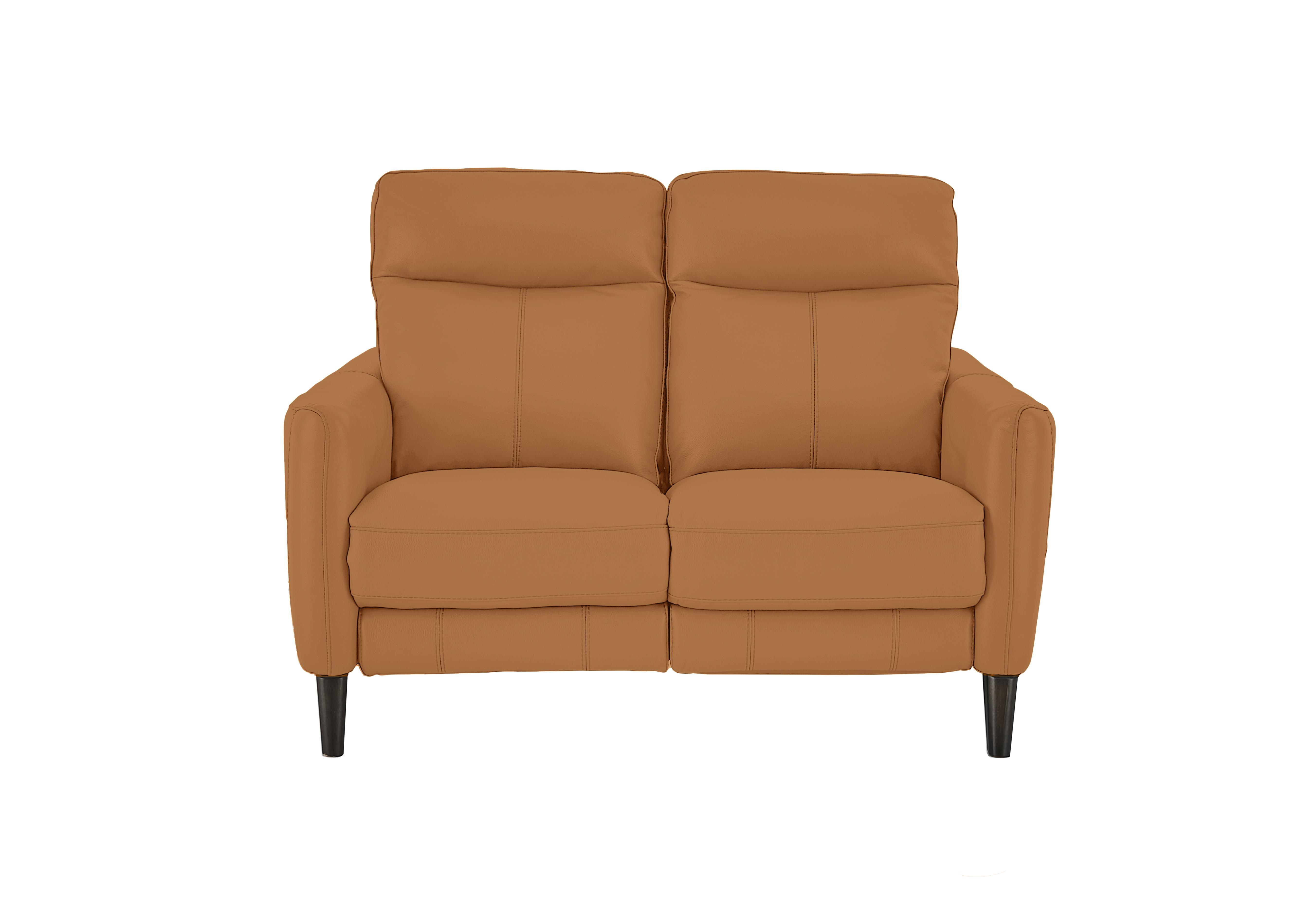 Compact Collection Petit 2 Seater Leather Sofa in Bv-335e Honey Yellow on Furniture Village