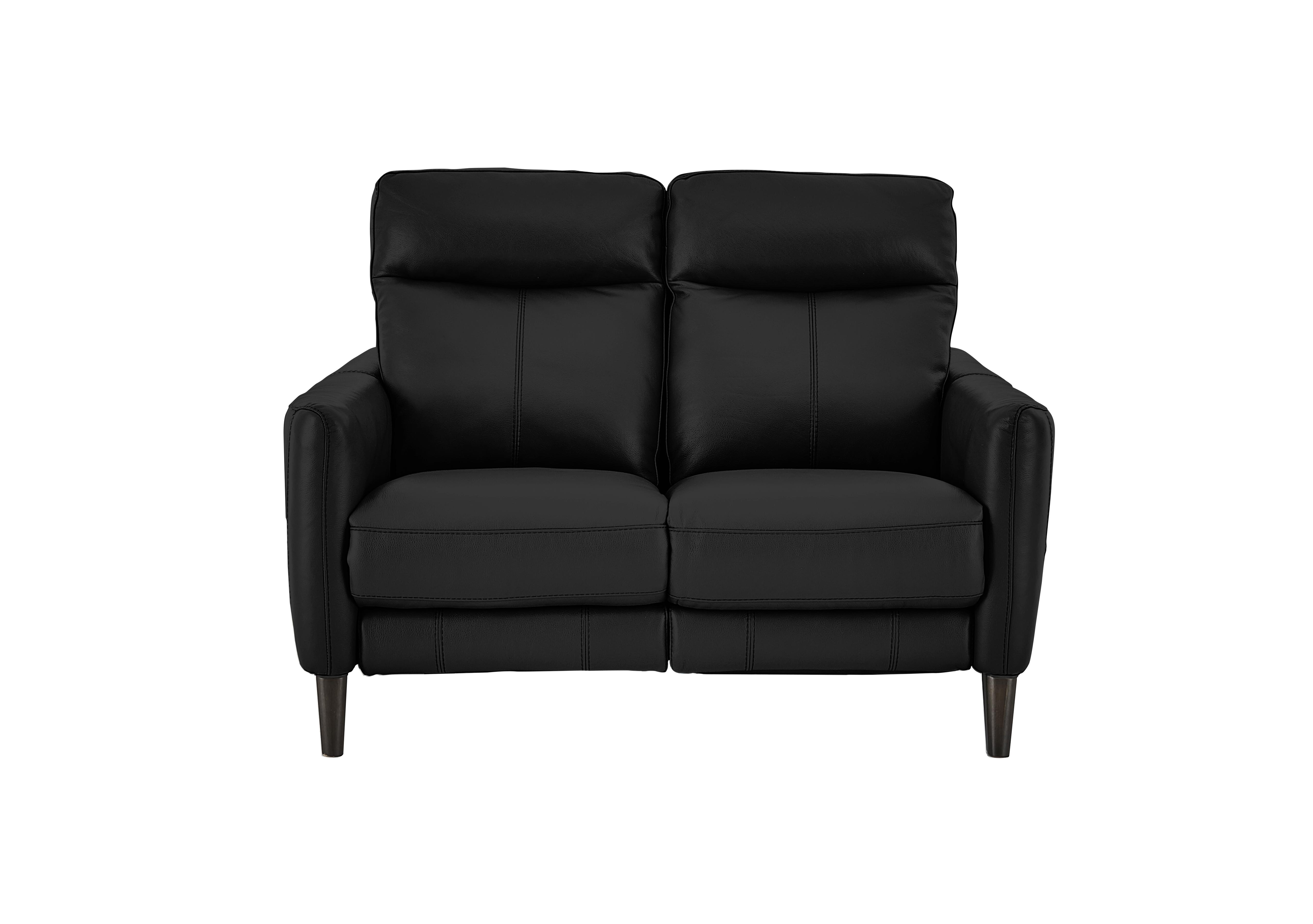 Compact Collection Petit 2 Seater Leather Sofa in Nc-023c Black on Furniture Village