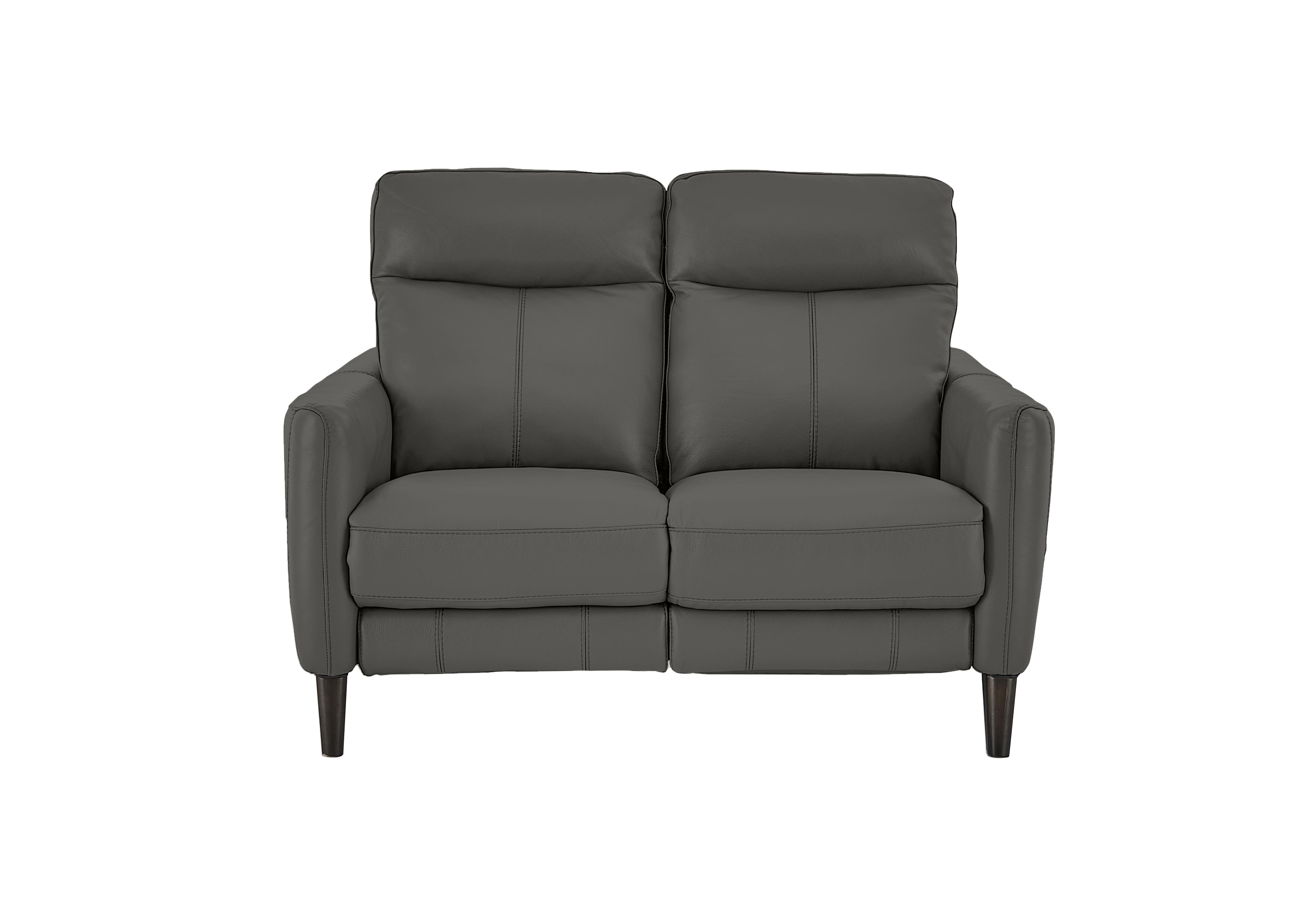 Compact Collection Petit 2 Seater Leather Sofa in Nc-088e Charcoal Grey on Furniture Village