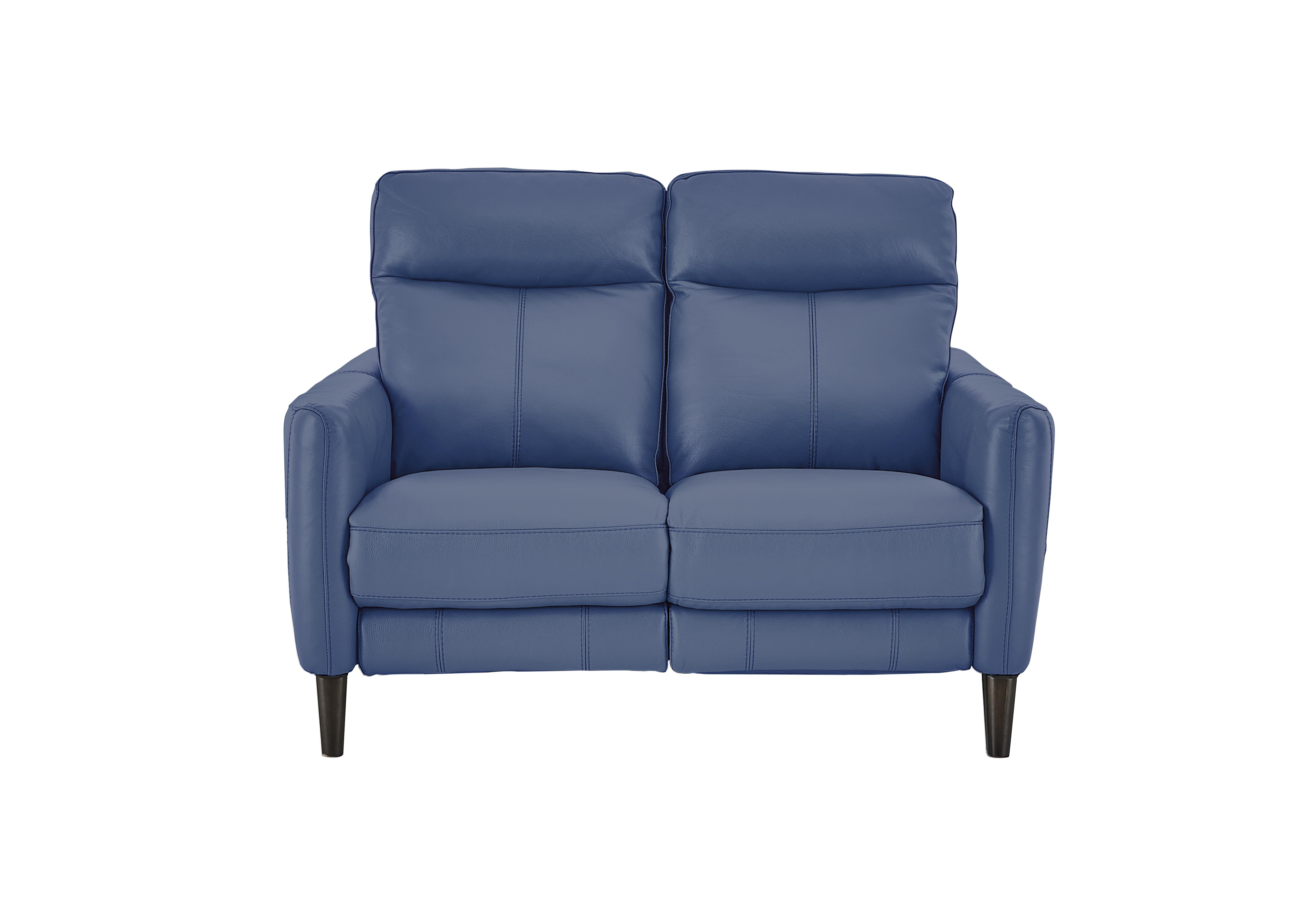Compact Collection Petit 2 Seater Leather Sofa in Nc-313e Ocean Blue on Furniture Village