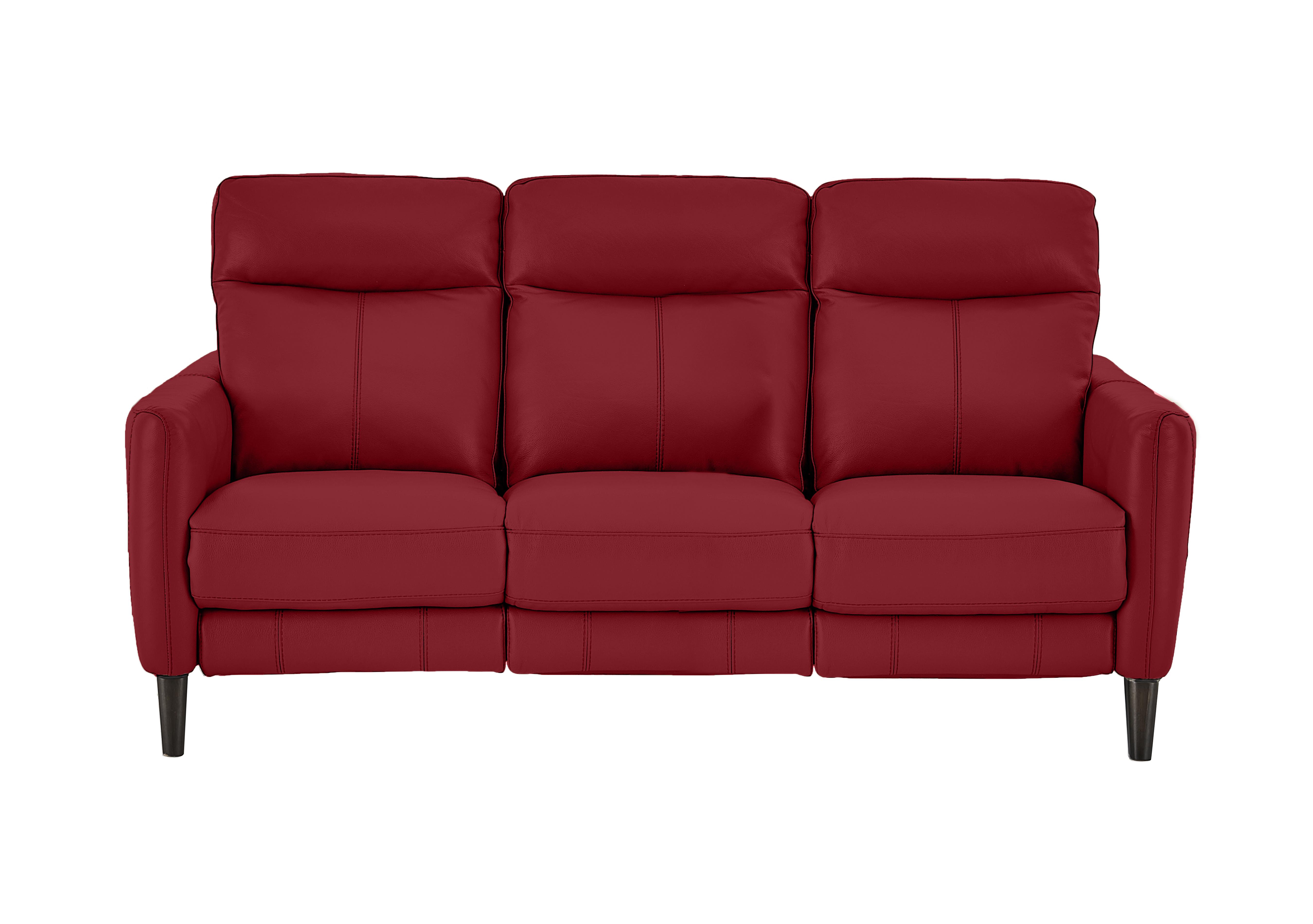 Compact Collection Petit 3 Seater Leather Sofa in Bv-0008 Pure Red on Furniture Village