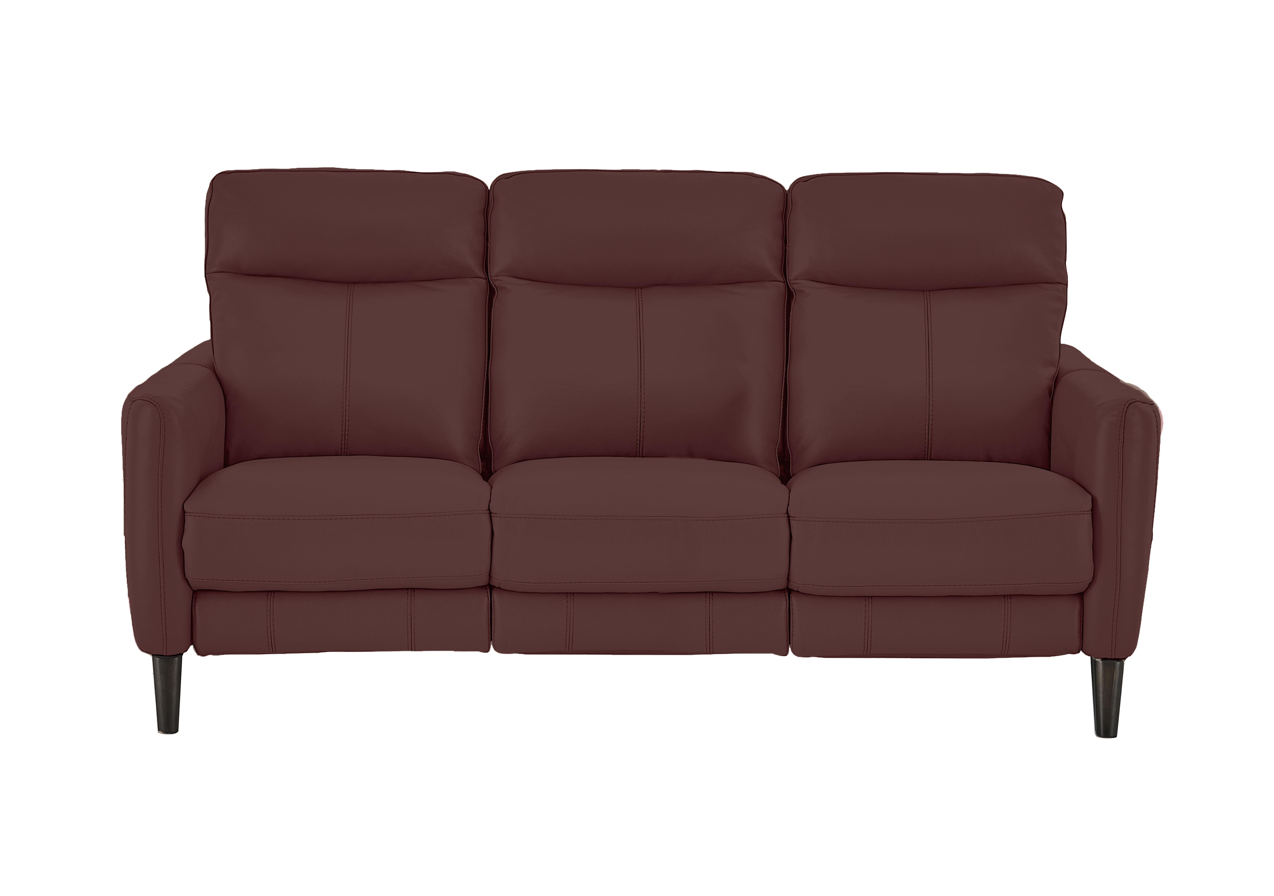 Compact Collection Petit 3 Seater Leather Sofa in Bv-035c Deep Red on Furniture Village