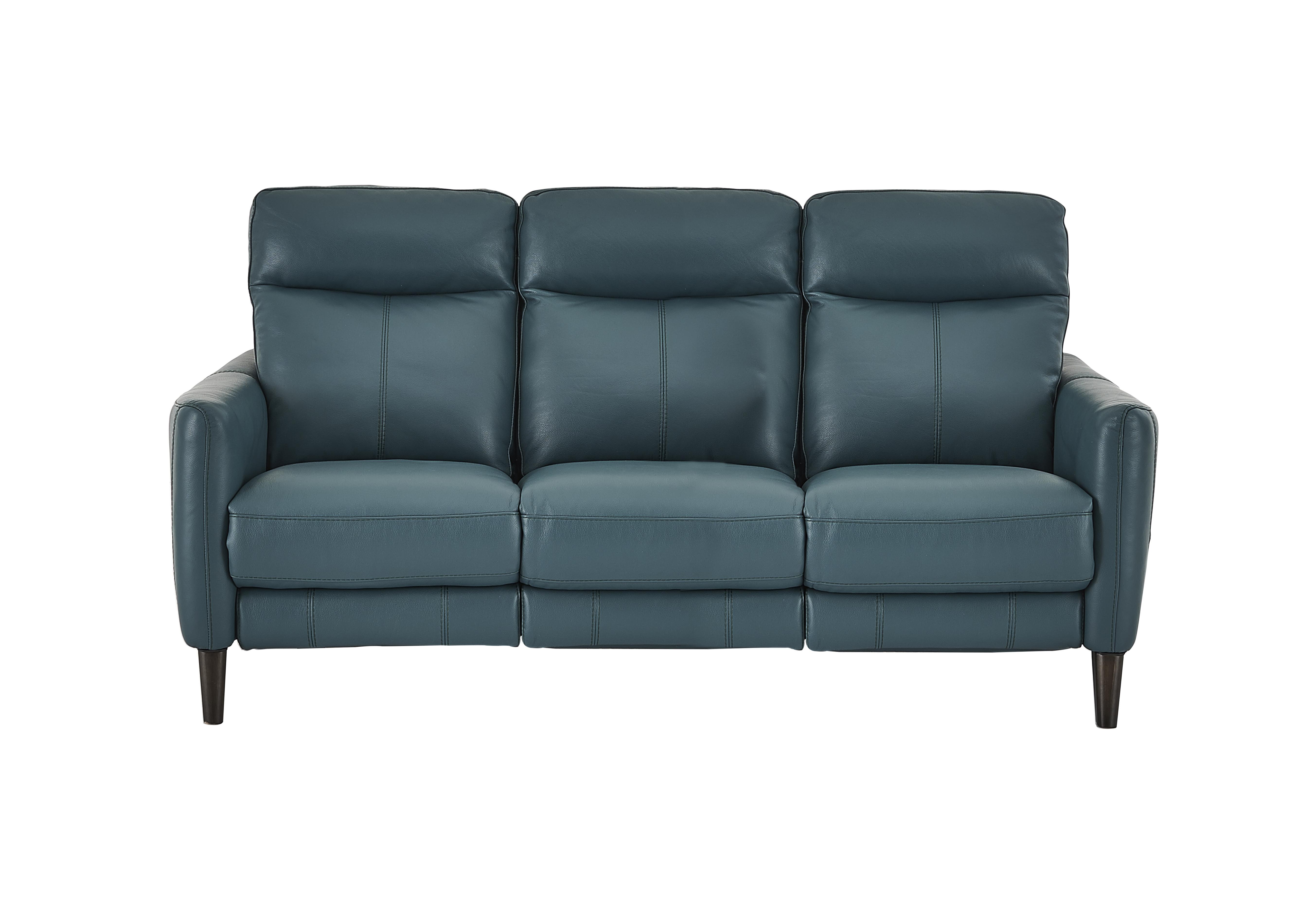 Compact Collection Petit 3 Seater Leather Sofa in Bv-301e Lake Green on Furniture Village