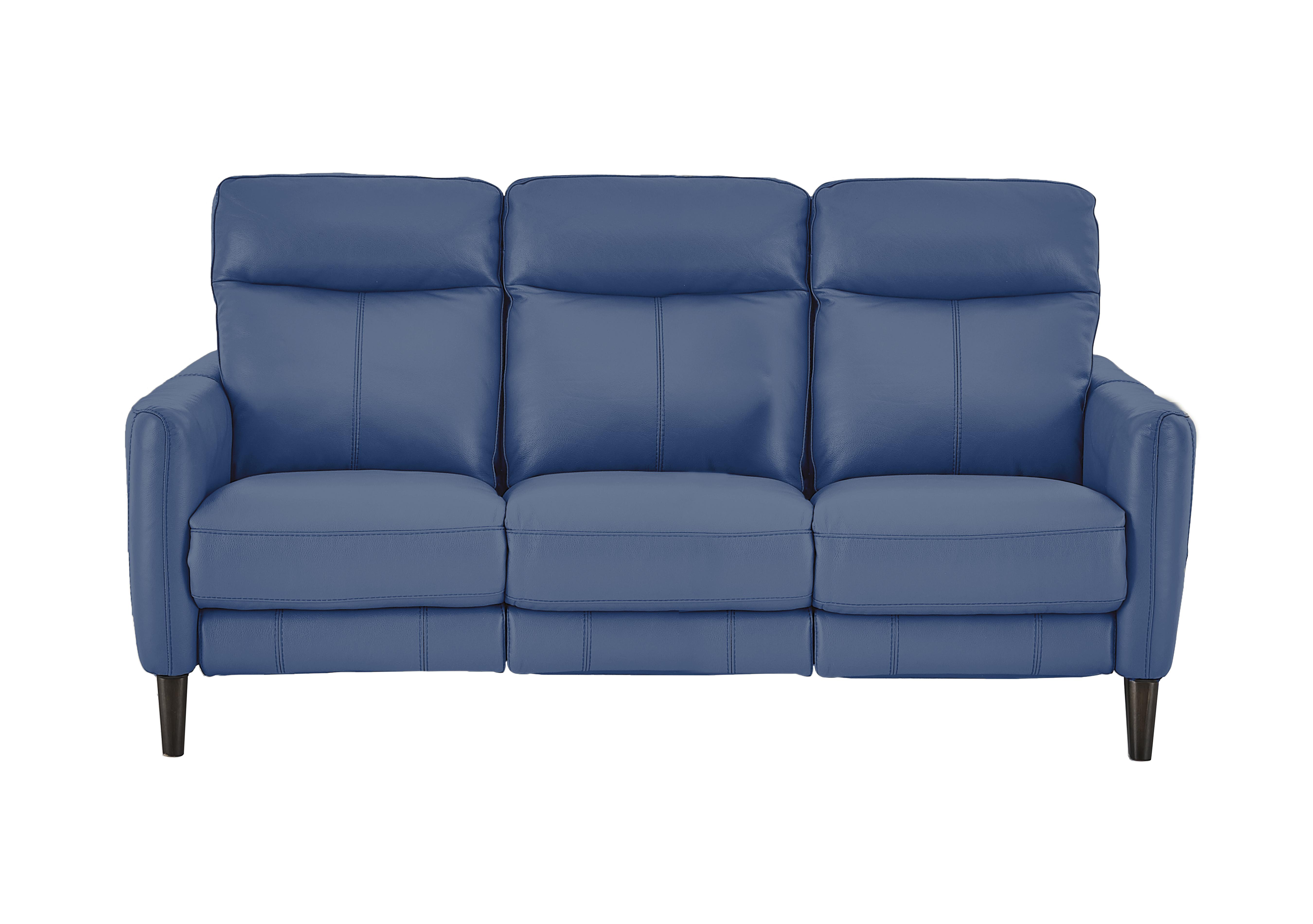 Compact Collection Petit 3 Seater Leather Sofa in Bv-313e Ocean Blue on Furniture Village
