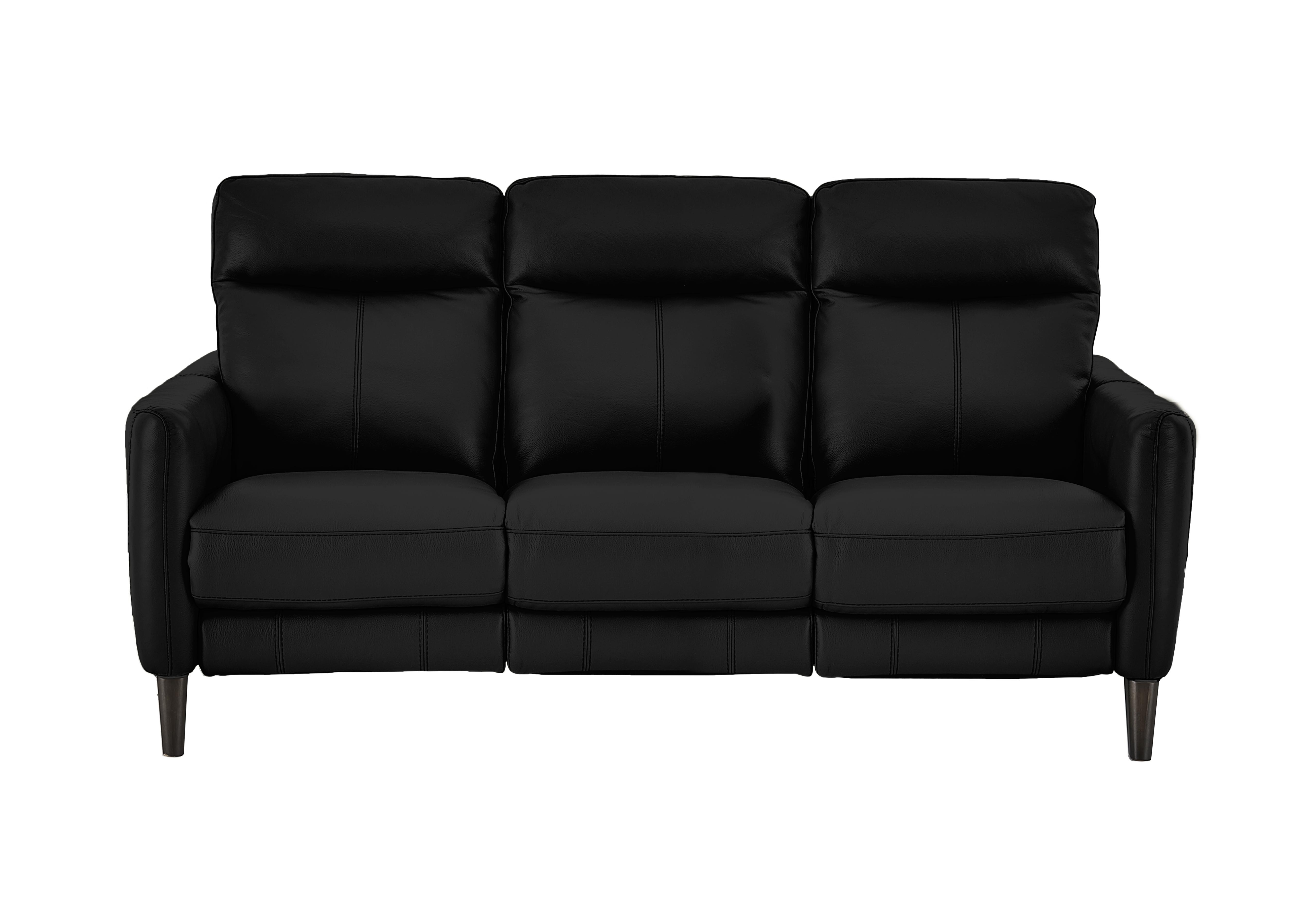 Compact Collection Petit 3 Seater Leather Sofa in Bv-3500 Classic Black on Furniture Village