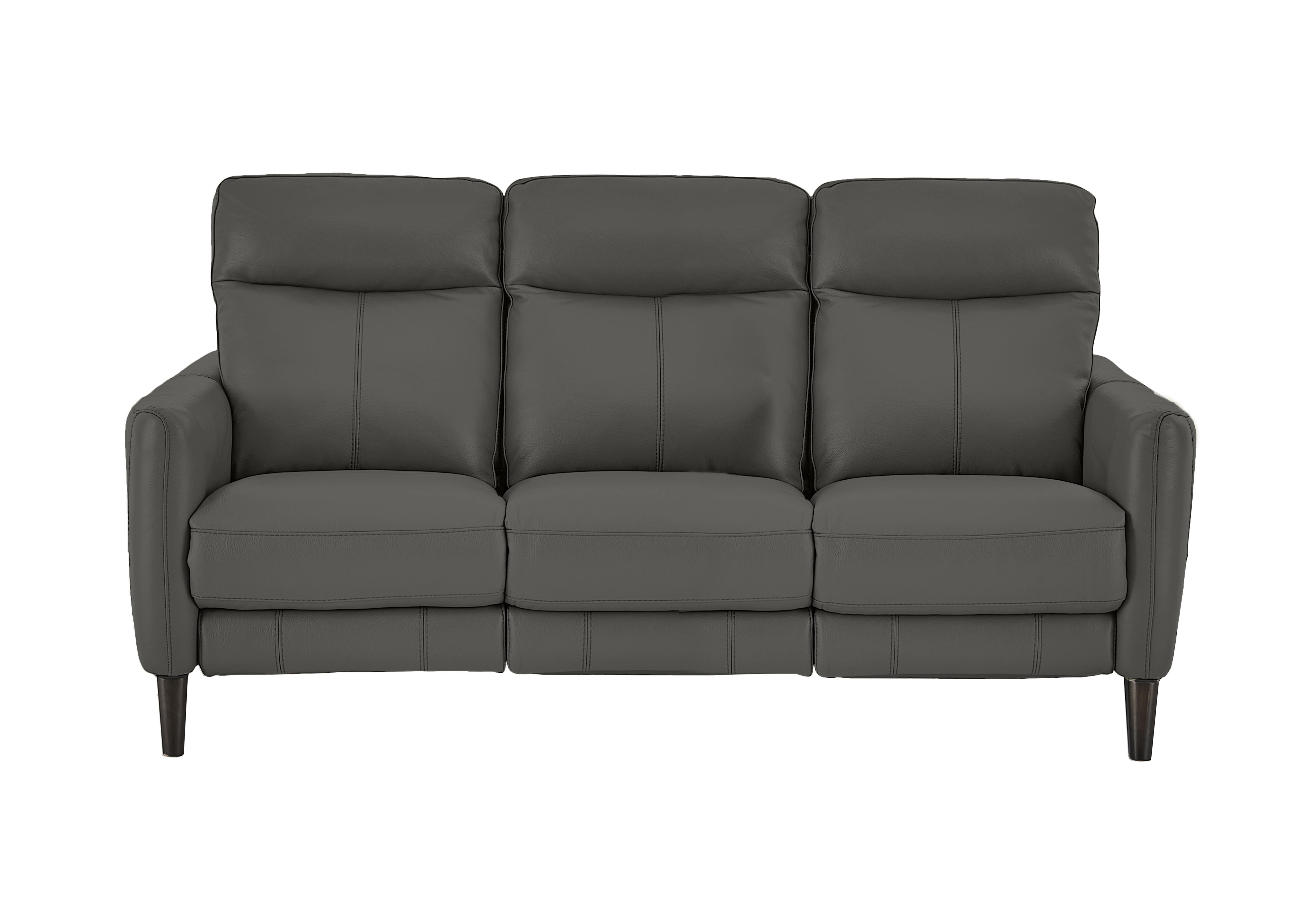 Compact Collection Petit 3 Seater Leather Sofa in Nc-088e Charcoal Grey on Furniture Village