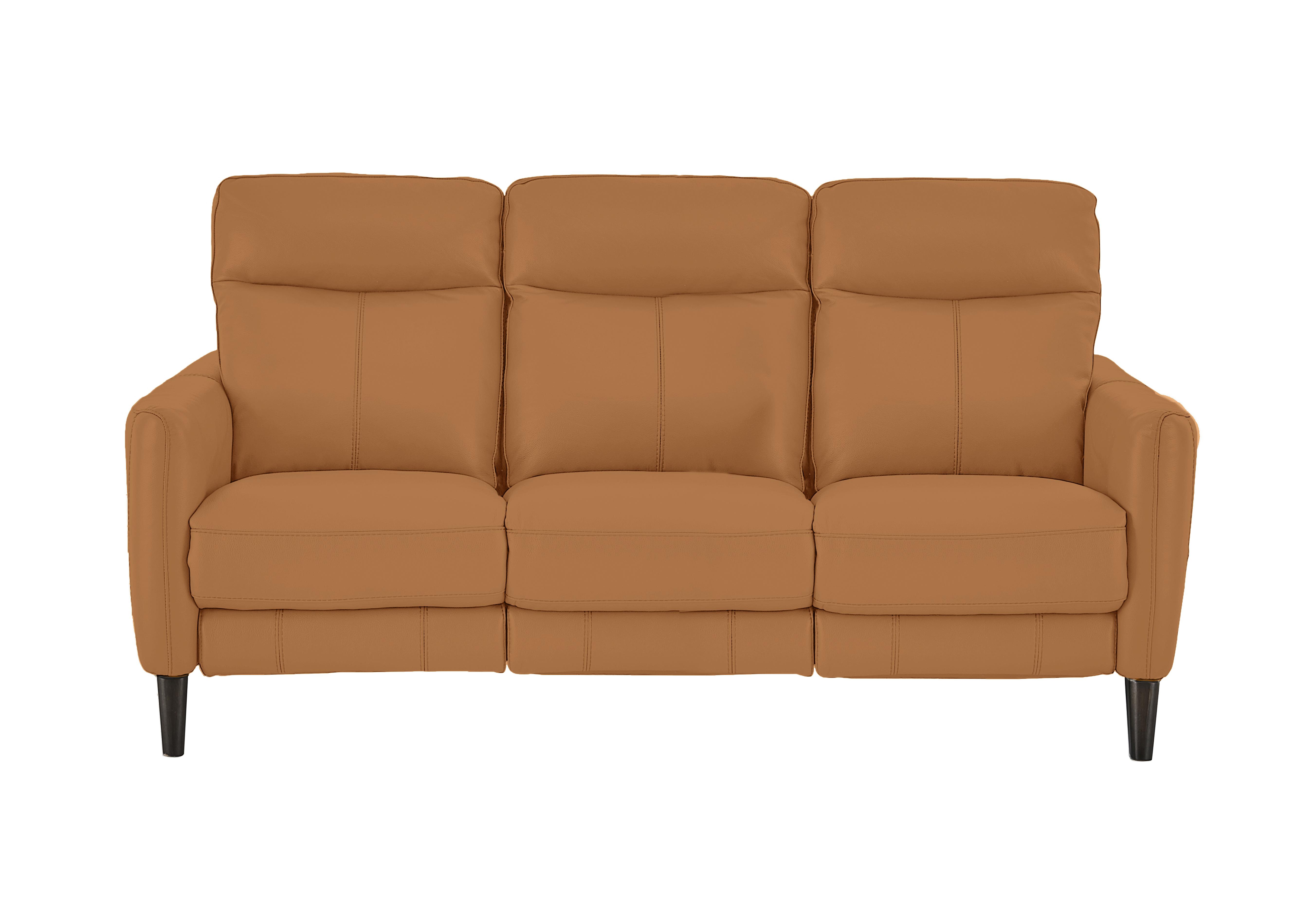 Compact Collection Petit 3 Seater Leather Sofa in Nc-335e Honey Yellow on Furniture Village