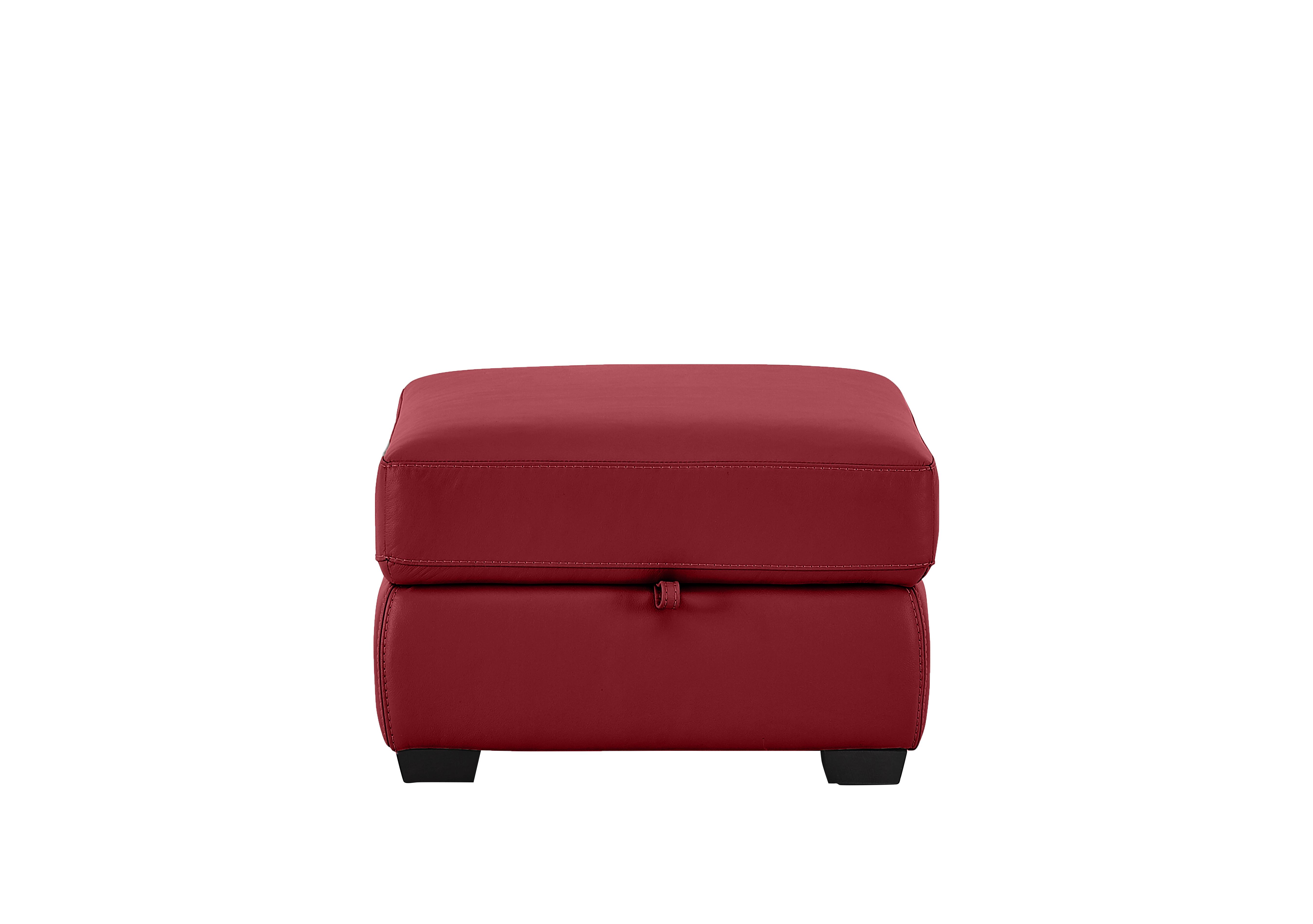 Compact Collection Petit Leather Storage Footstool in Bv-0008 Pure Red on Furniture Village