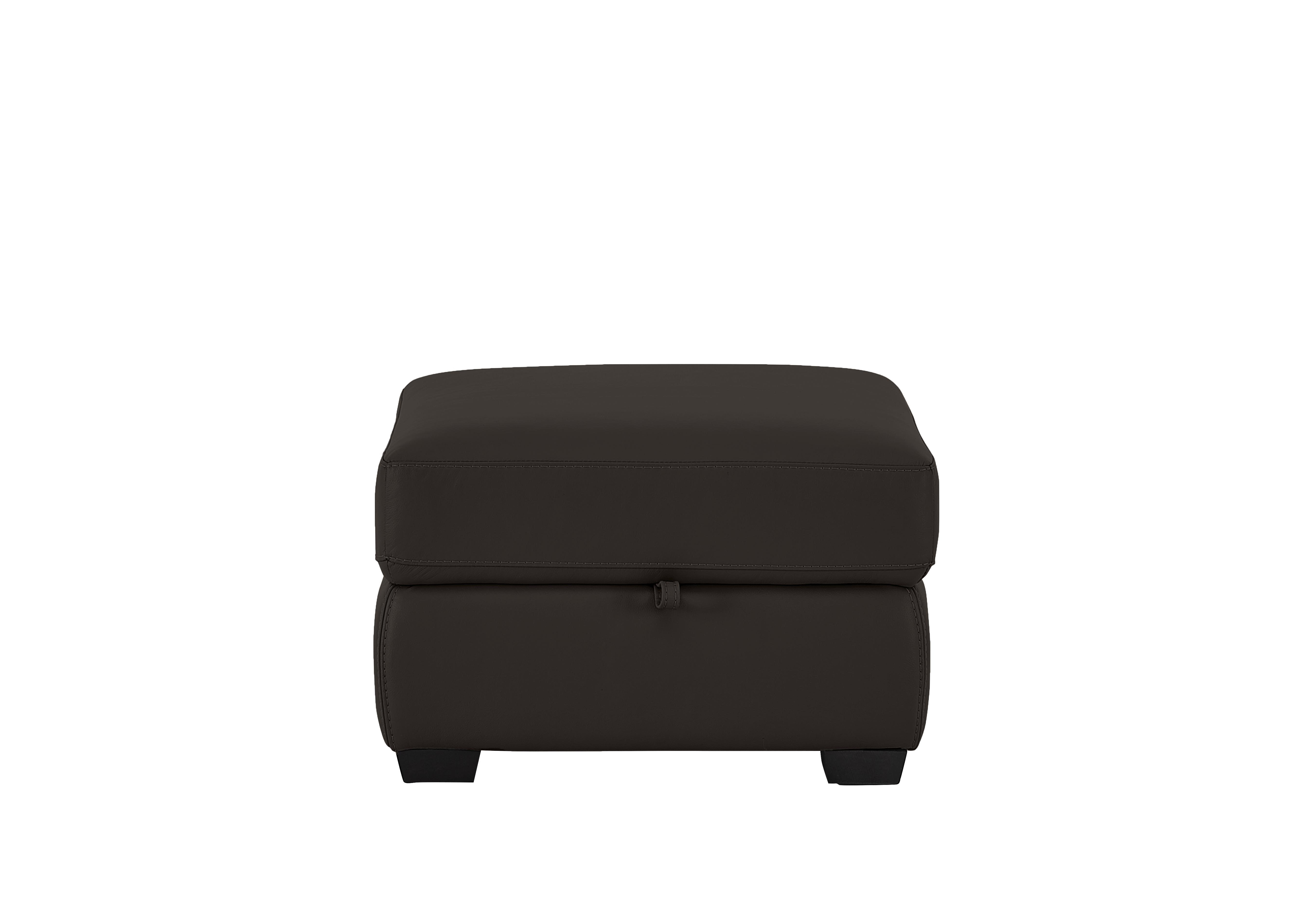 Compact Collection Petit Leather Storage Footstool in Bv-1748 Dark Chocolate on Furniture Village
