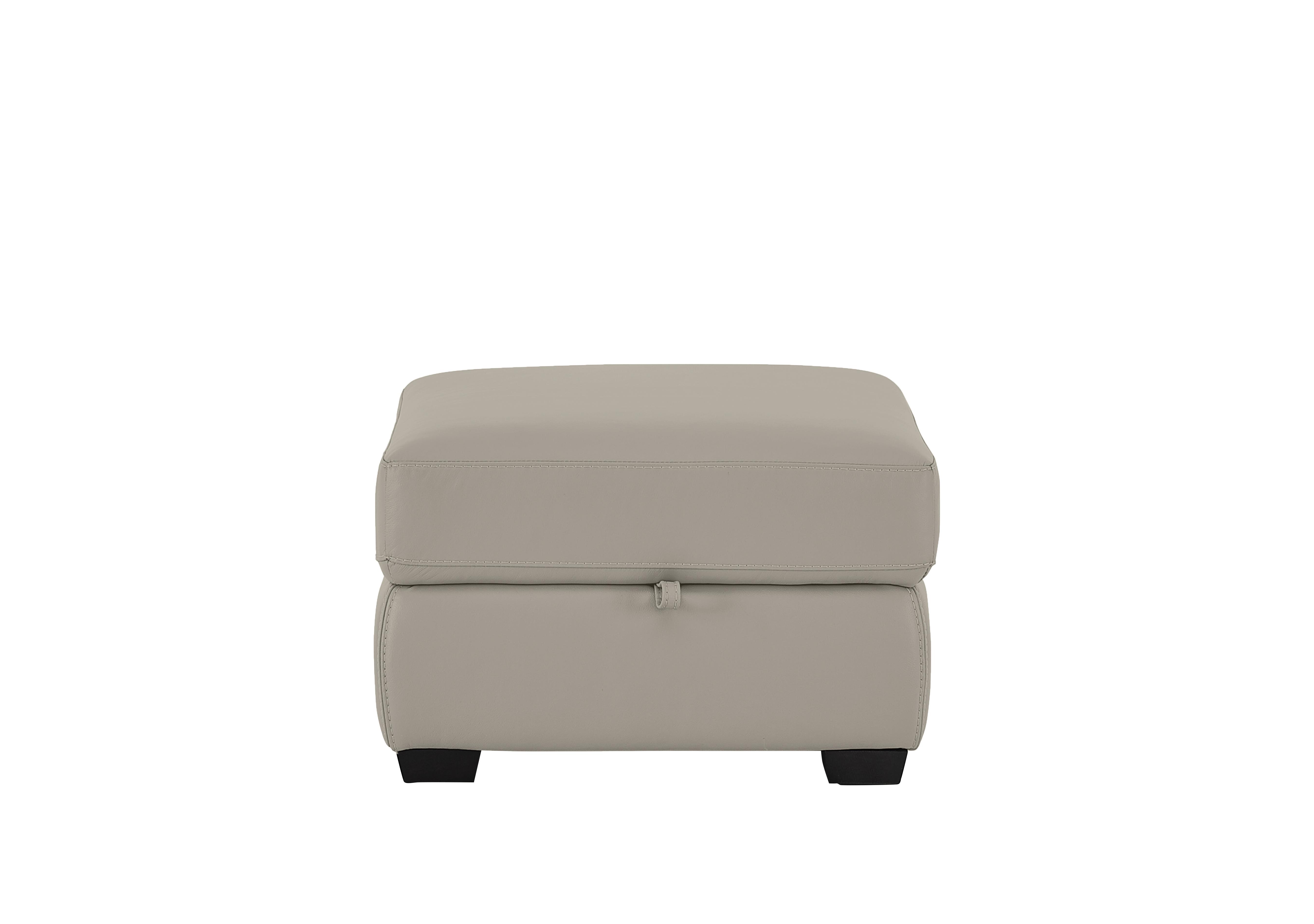 Compact Collection Petit Leather Storage Footstool in Bv-946b Silver Grey on Furniture Village