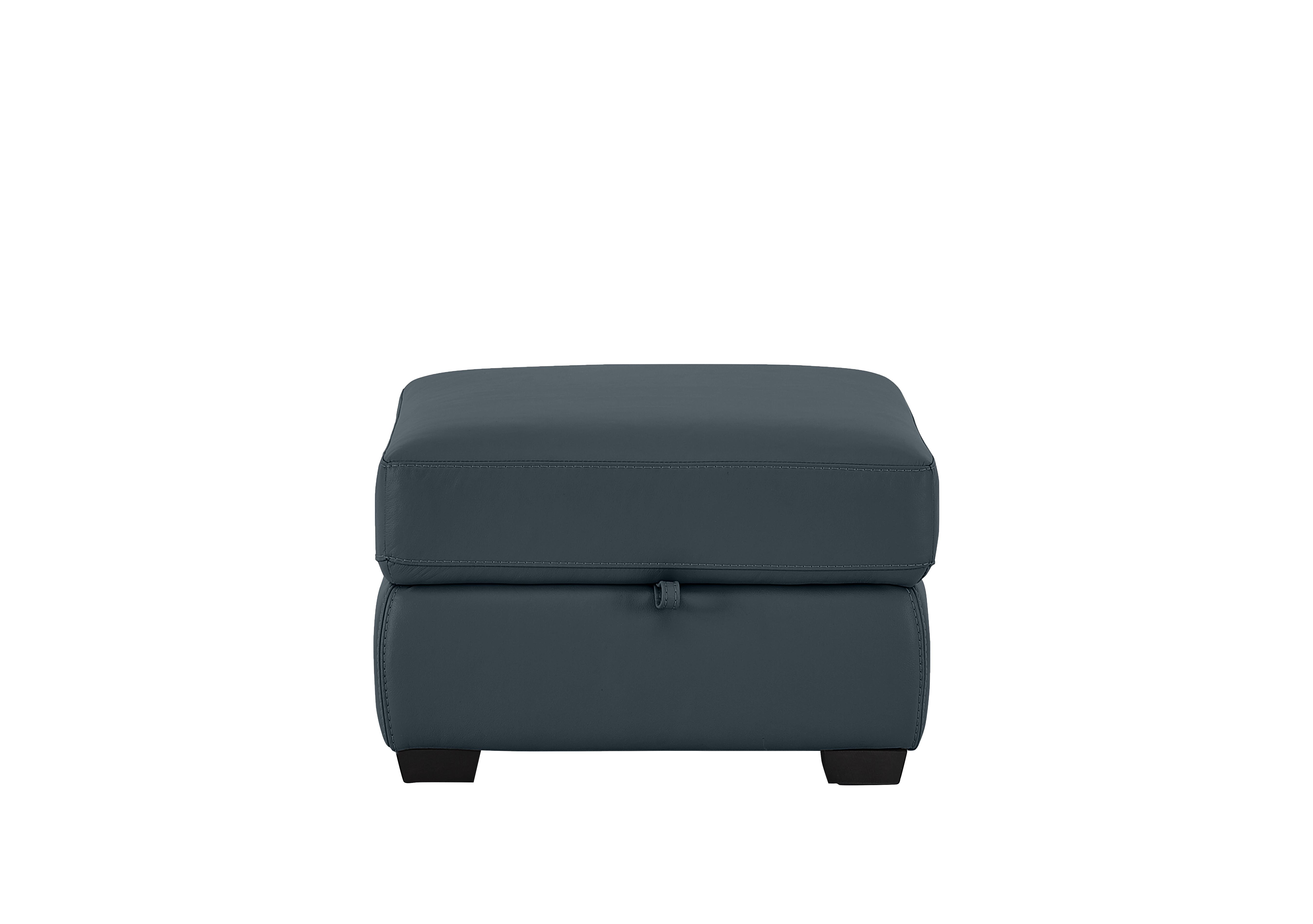 Compact Collection Petit Leather Storage Footstool in Hw-313e Ocean Blue on Furniture Village