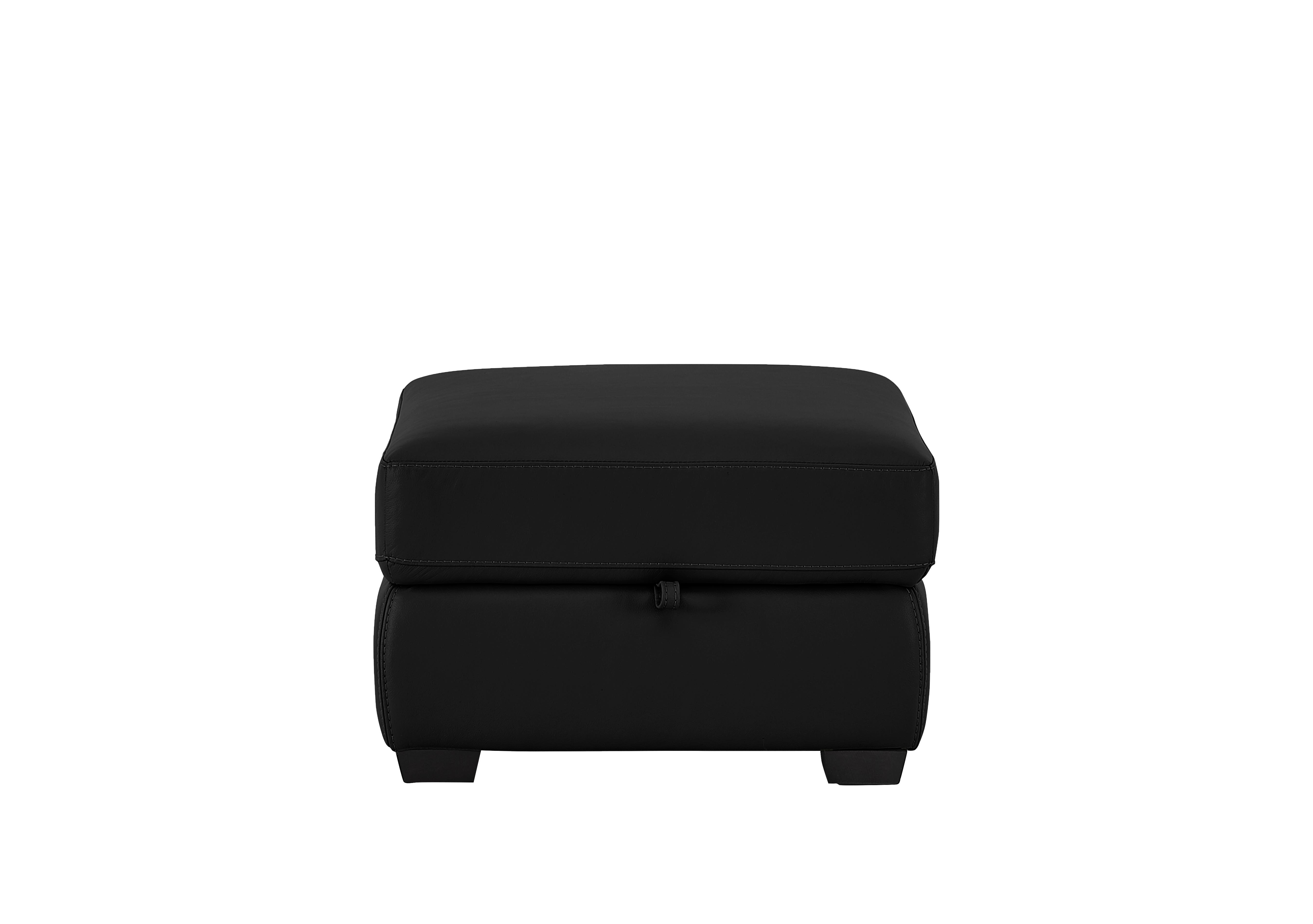 Compact Collection Petit Leather Storage Footstool in Hw-887c Black on Furniture Village