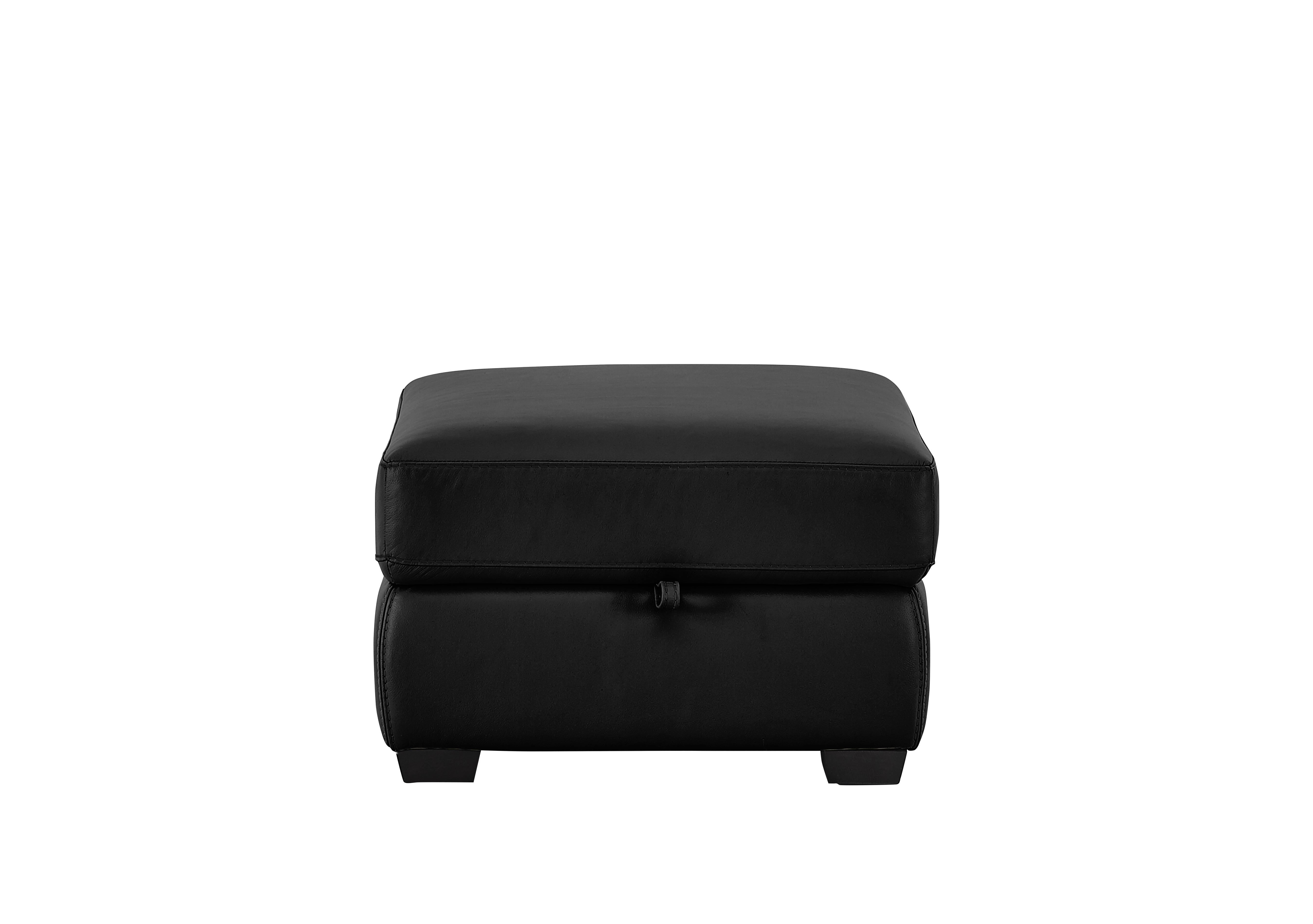 Compact Collection Petit Leather Storage Footstool in Nc-023c Black on Furniture Village