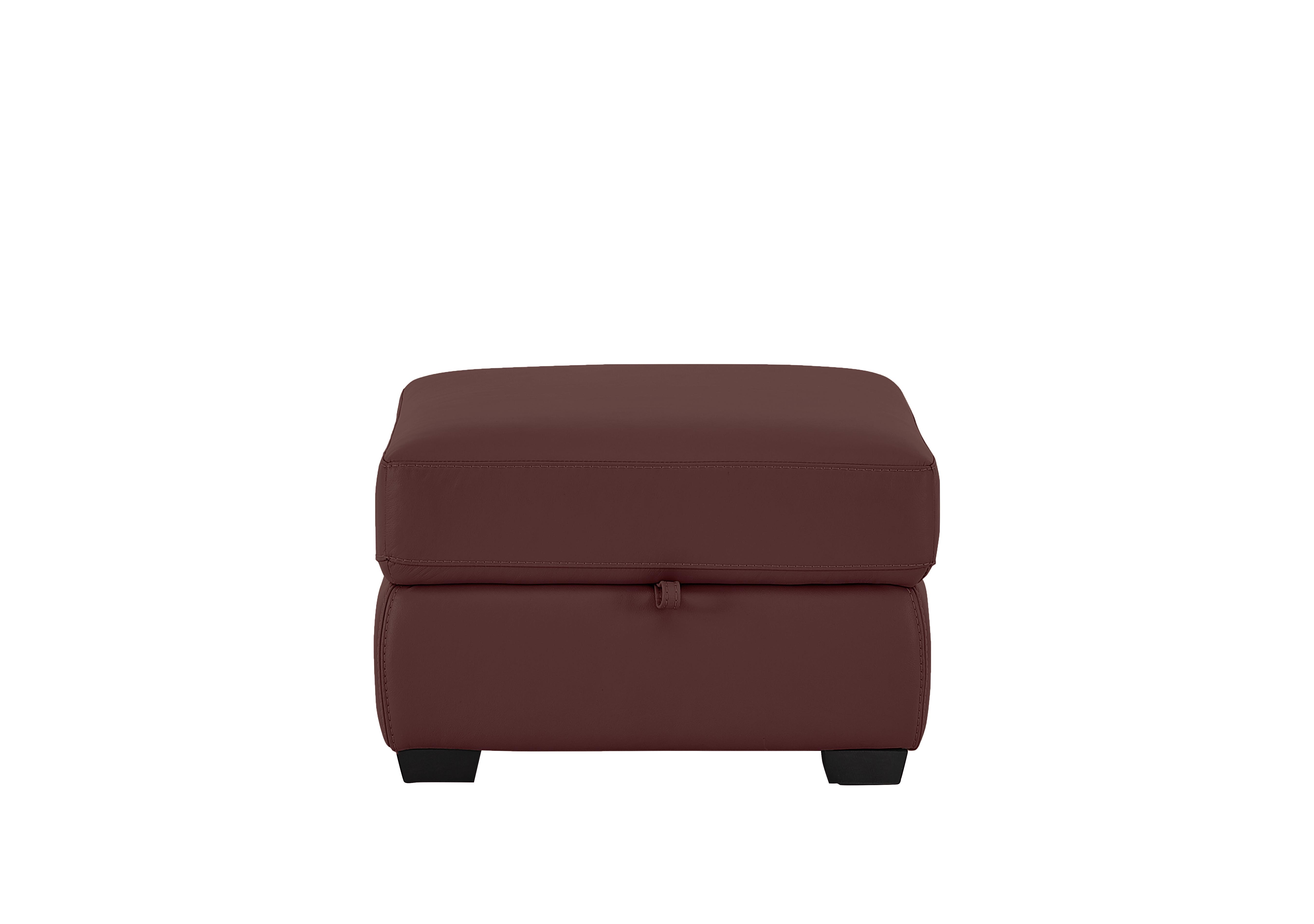 Compact Collection Petit Leather Storage Footstool in Nc-035c Deep Red on Furniture Village