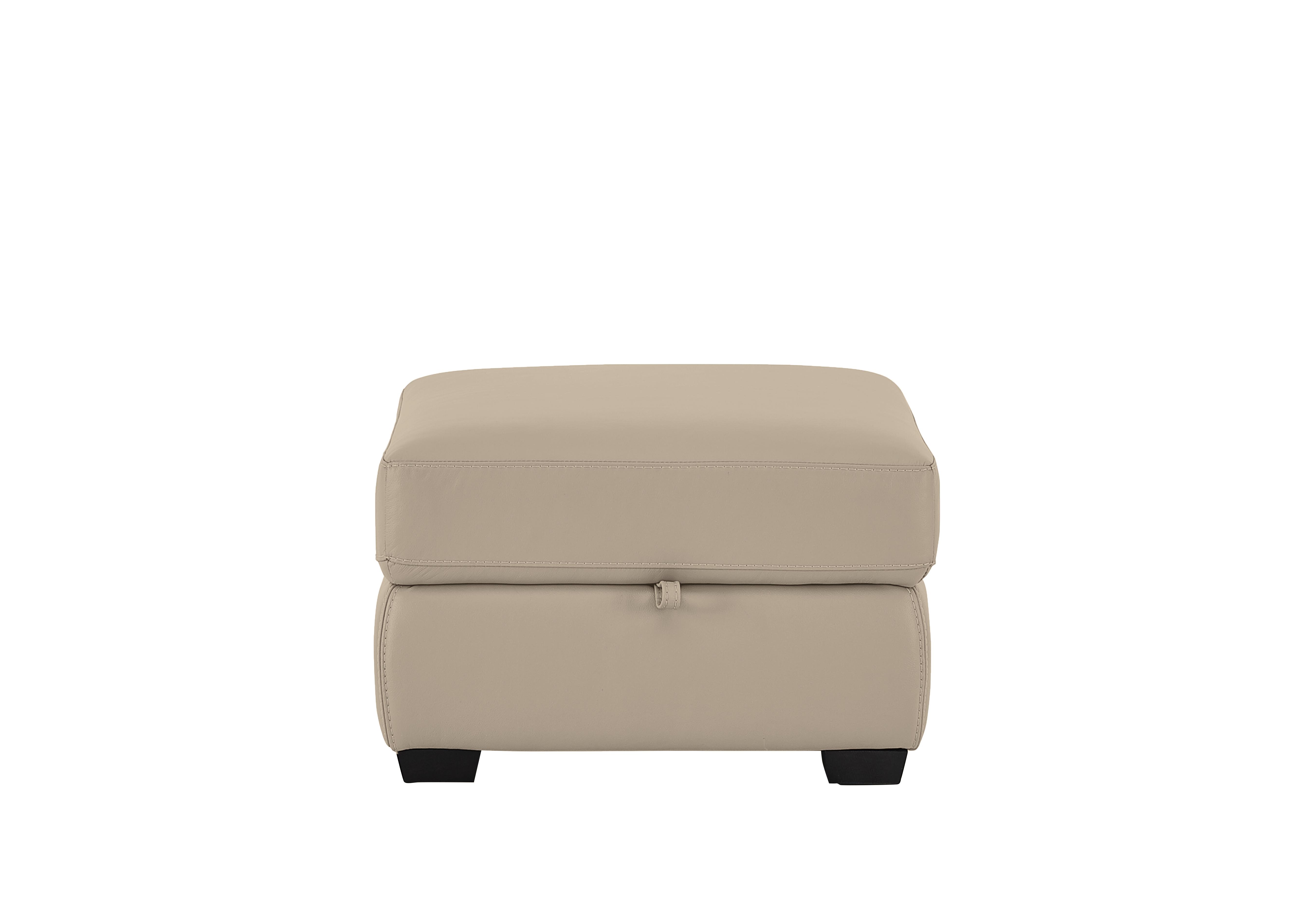Compact Collection Petit Leather Storage Footstool in Nc-039c Pebble on Furniture Village