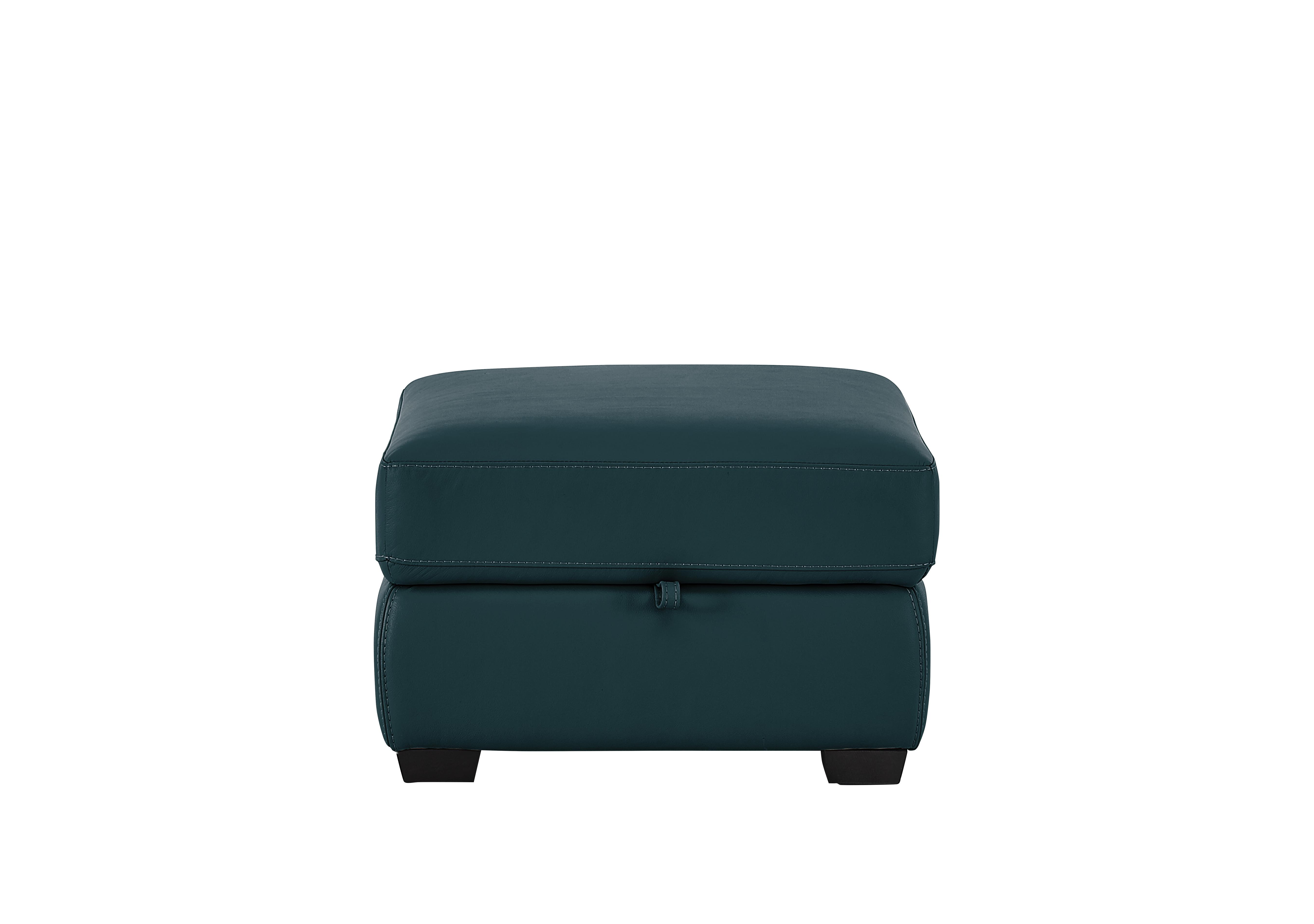 Compact Collection Petit Leather Storage Footstool in Nc-301e Lake Green on Furniture Village