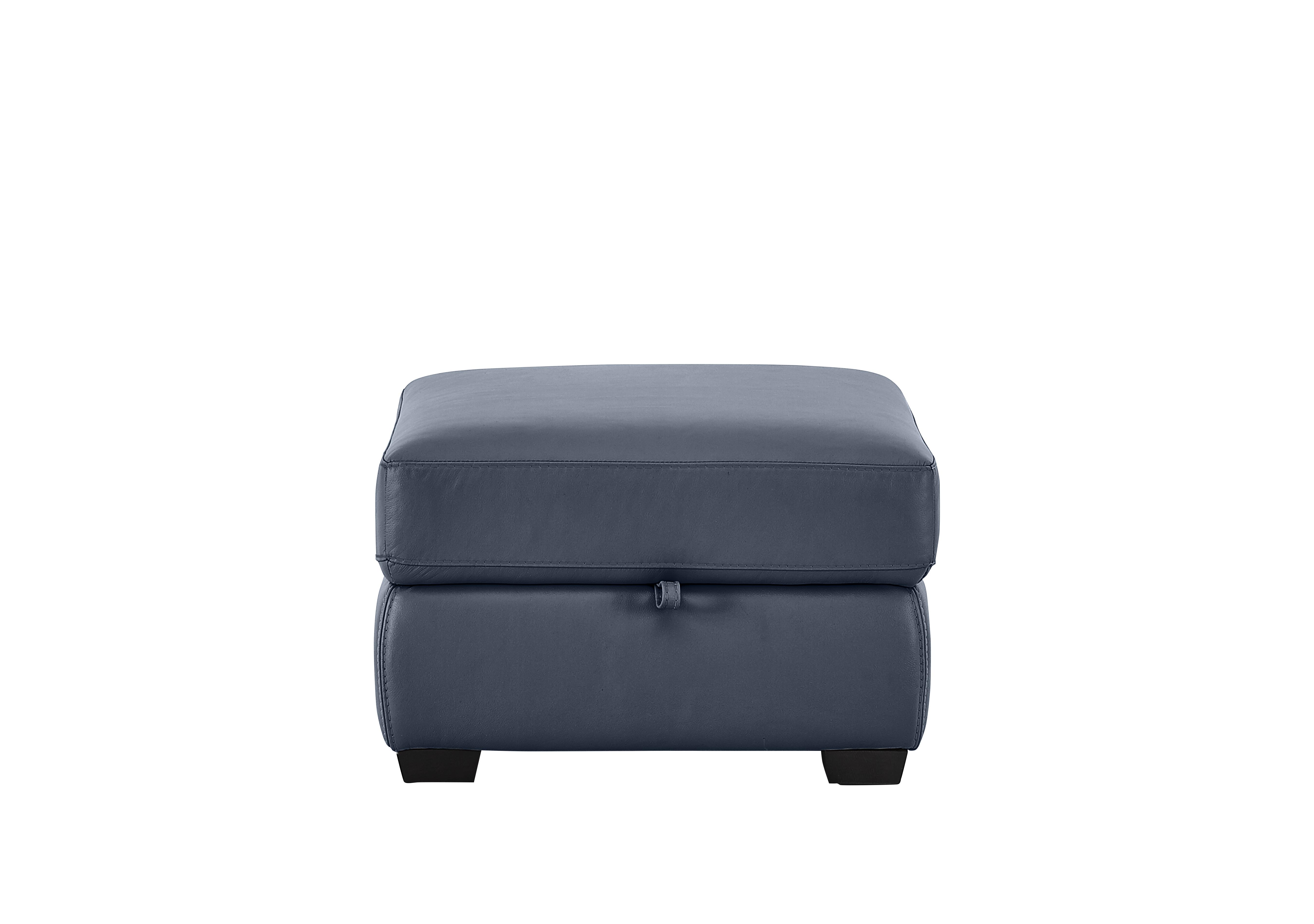 Compact Collection Petit Leather Storage Footstool in Nc-313e Ocean Blue on Furniture Village