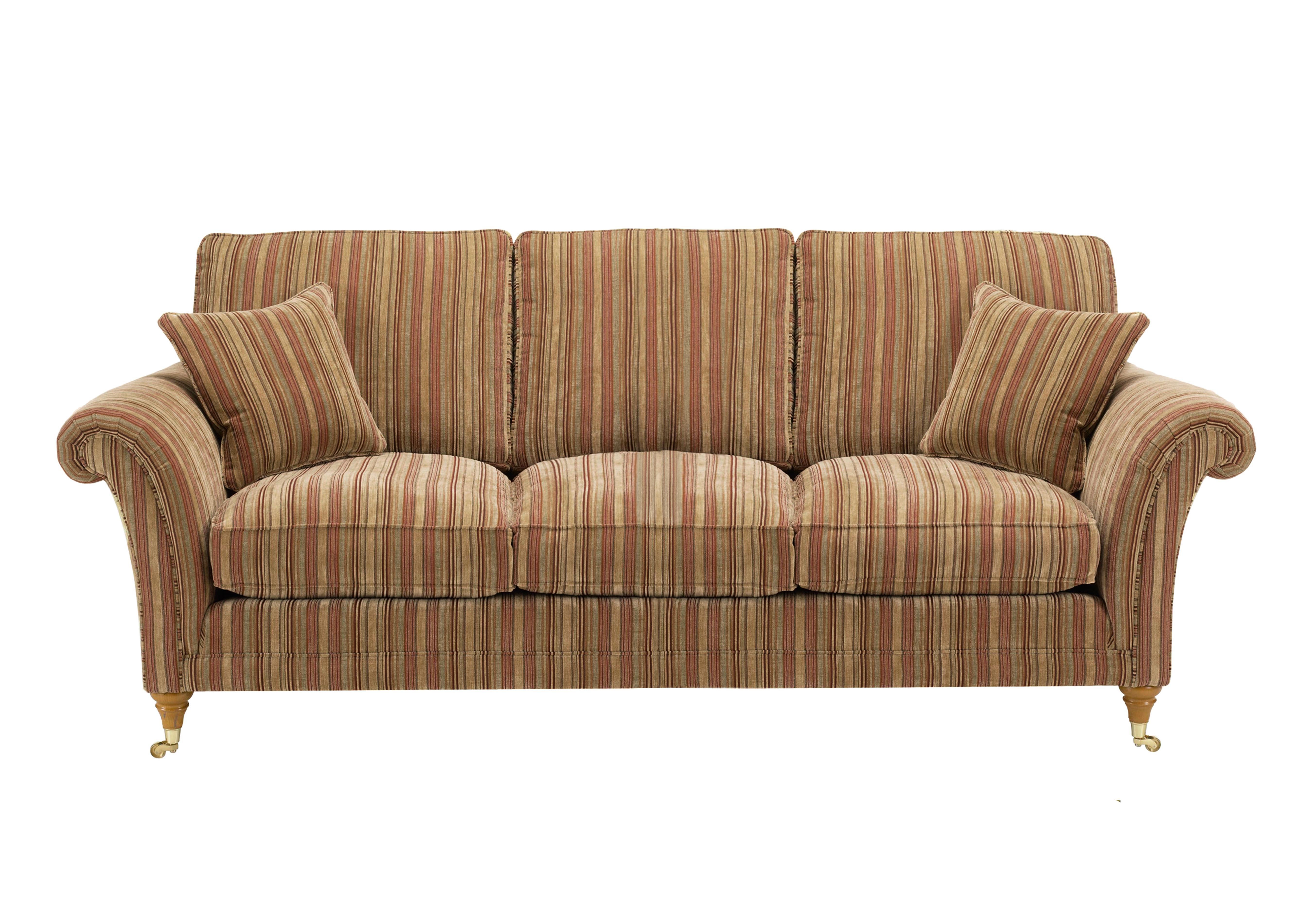 Burghley Grand 3 Seater Sofa in 50029-318 Baslow Stripe Gold on Furniture Village