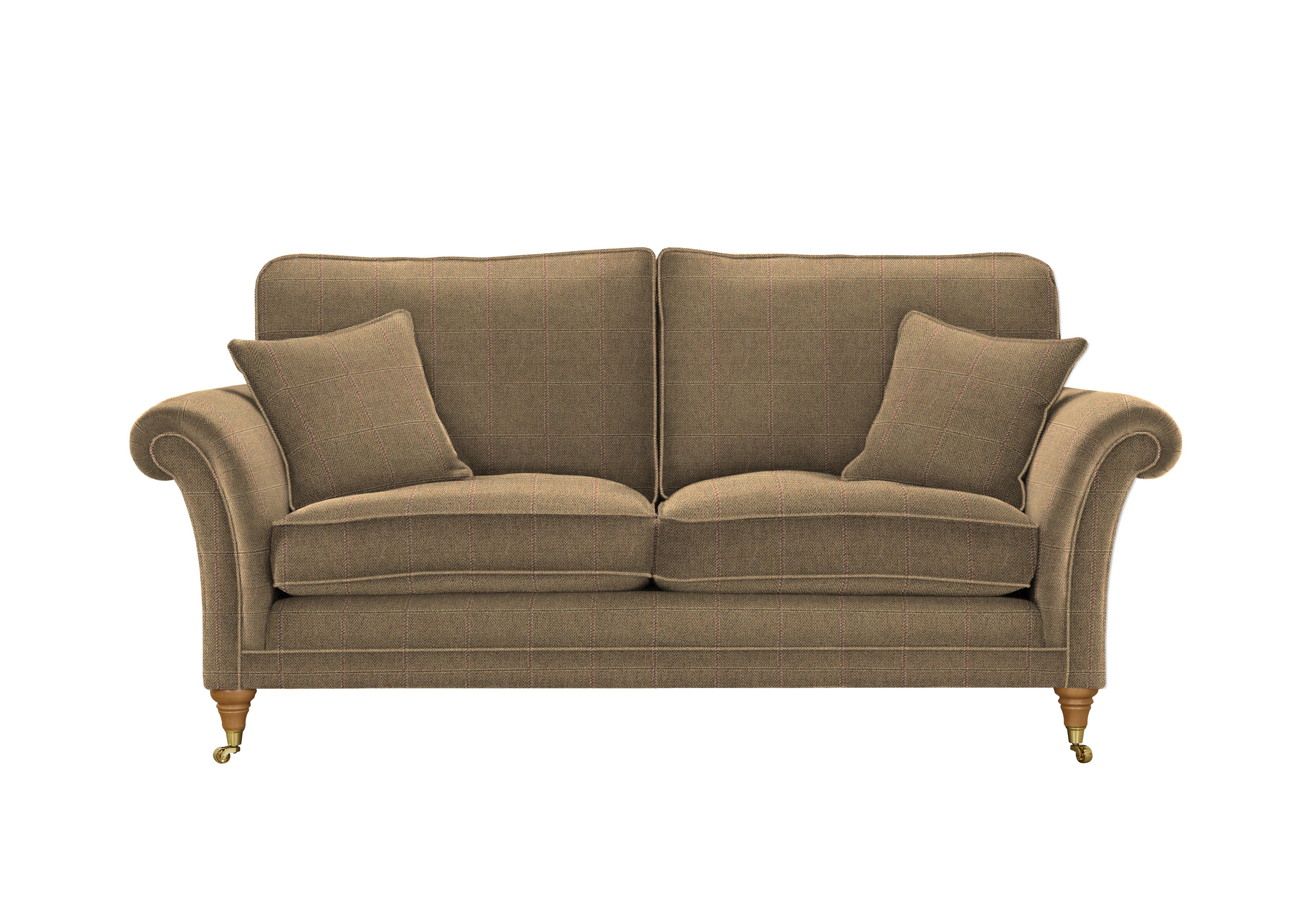 Burghley Large 2 Seater Fabric Sofa in 006022-0031 Montauk Check Gold on Furniture Village
