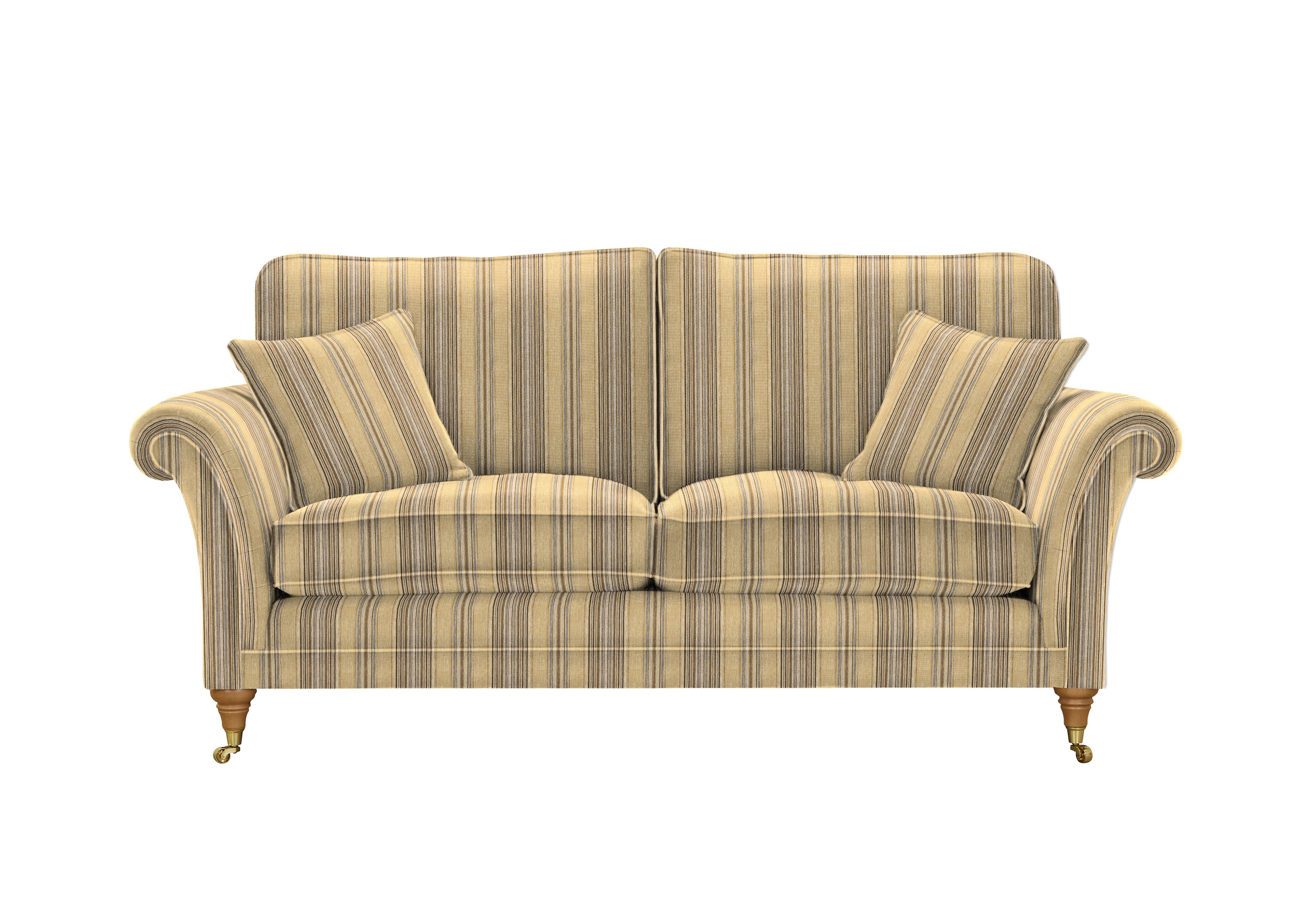 Burghley Large 2 Seater Fabric Sofa in 03017-0036 Nouv Stripe Caramel on Furniture Village