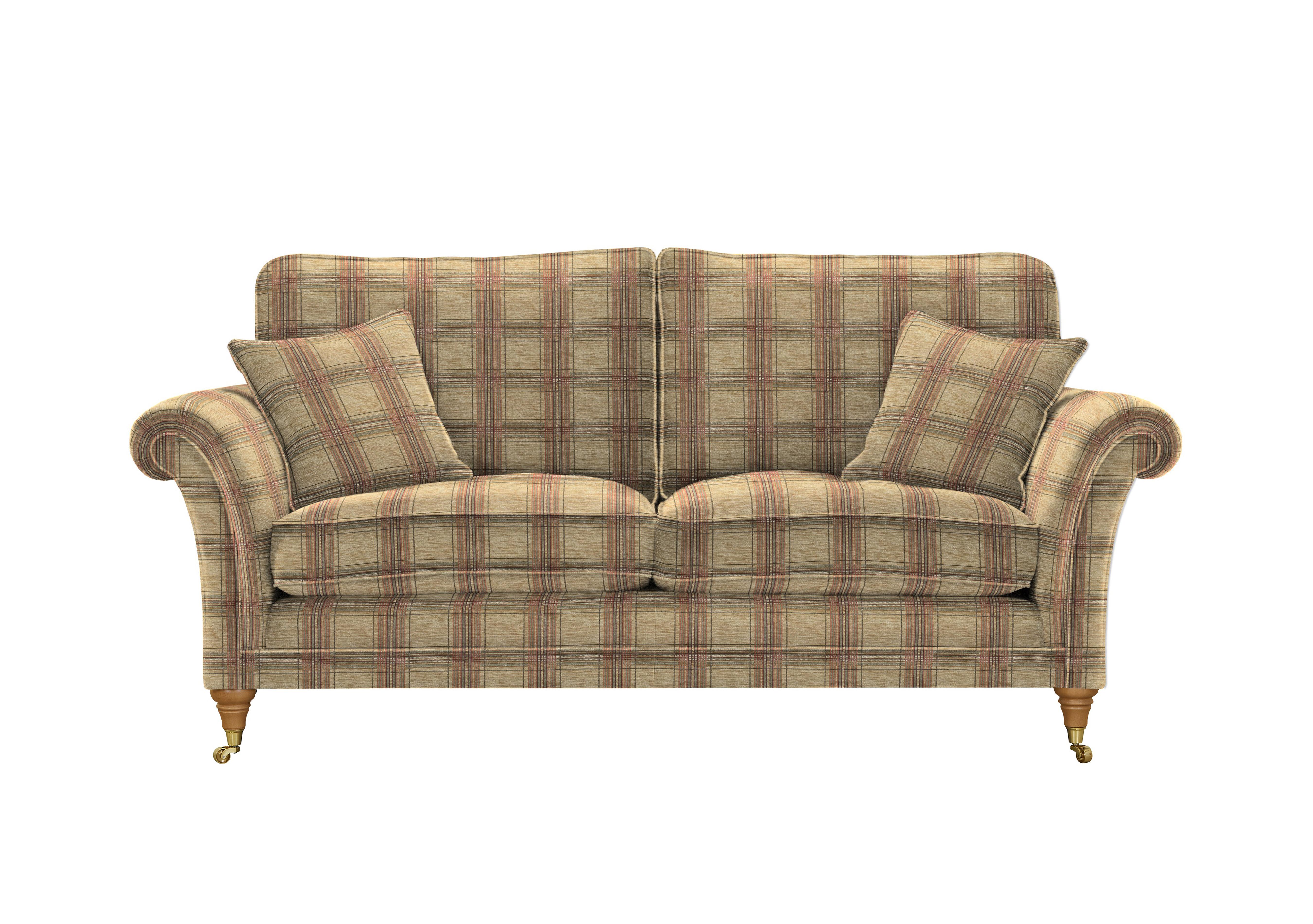 Burghley Large 2 Seater Fabric Sofa in 050025-0318 Baslow Check Gold on Furniture Village