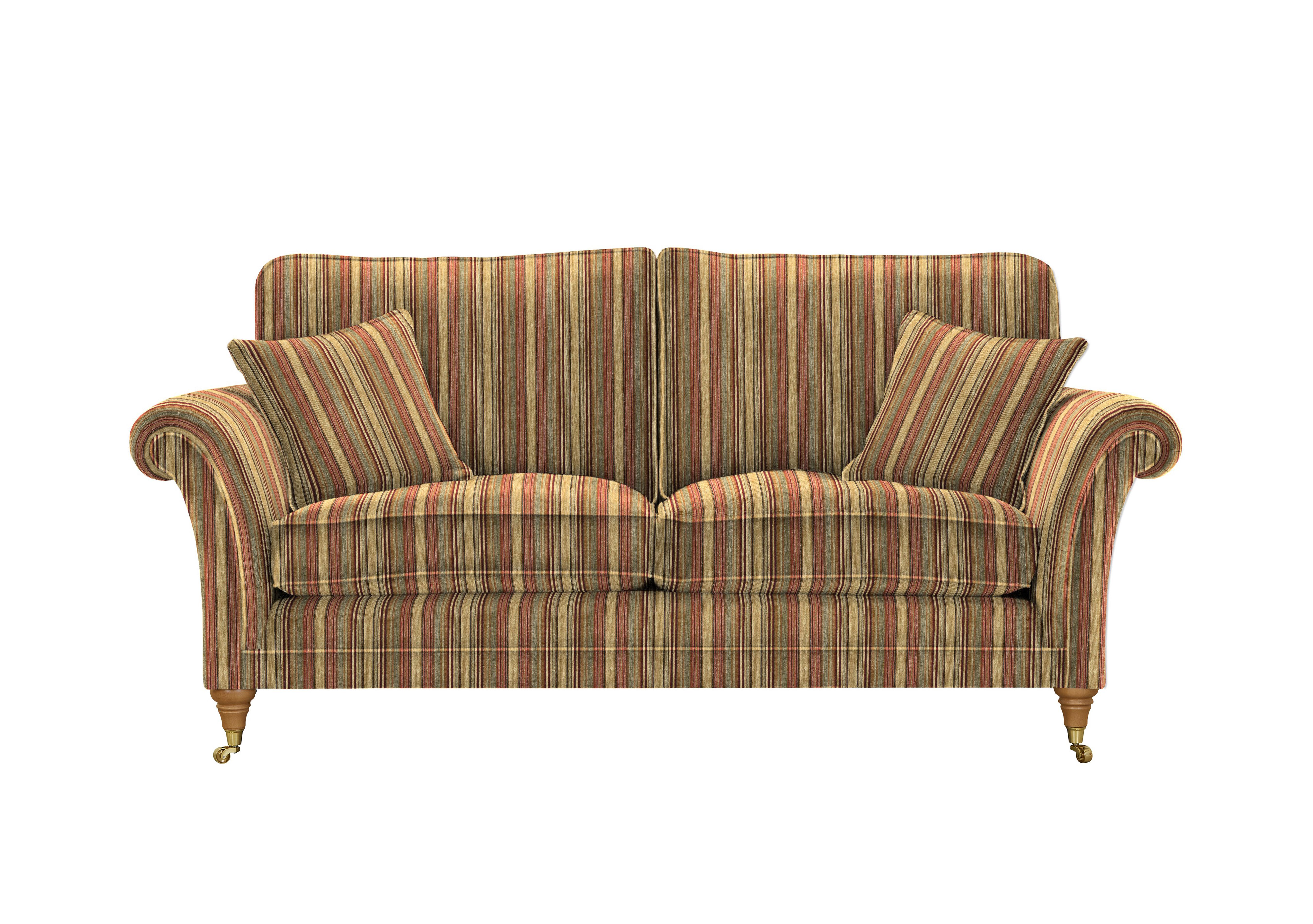 Burghley Large 2 Seater Fabric Sofa in 50029-318 Baslow Stripe Gold on Furniture Village