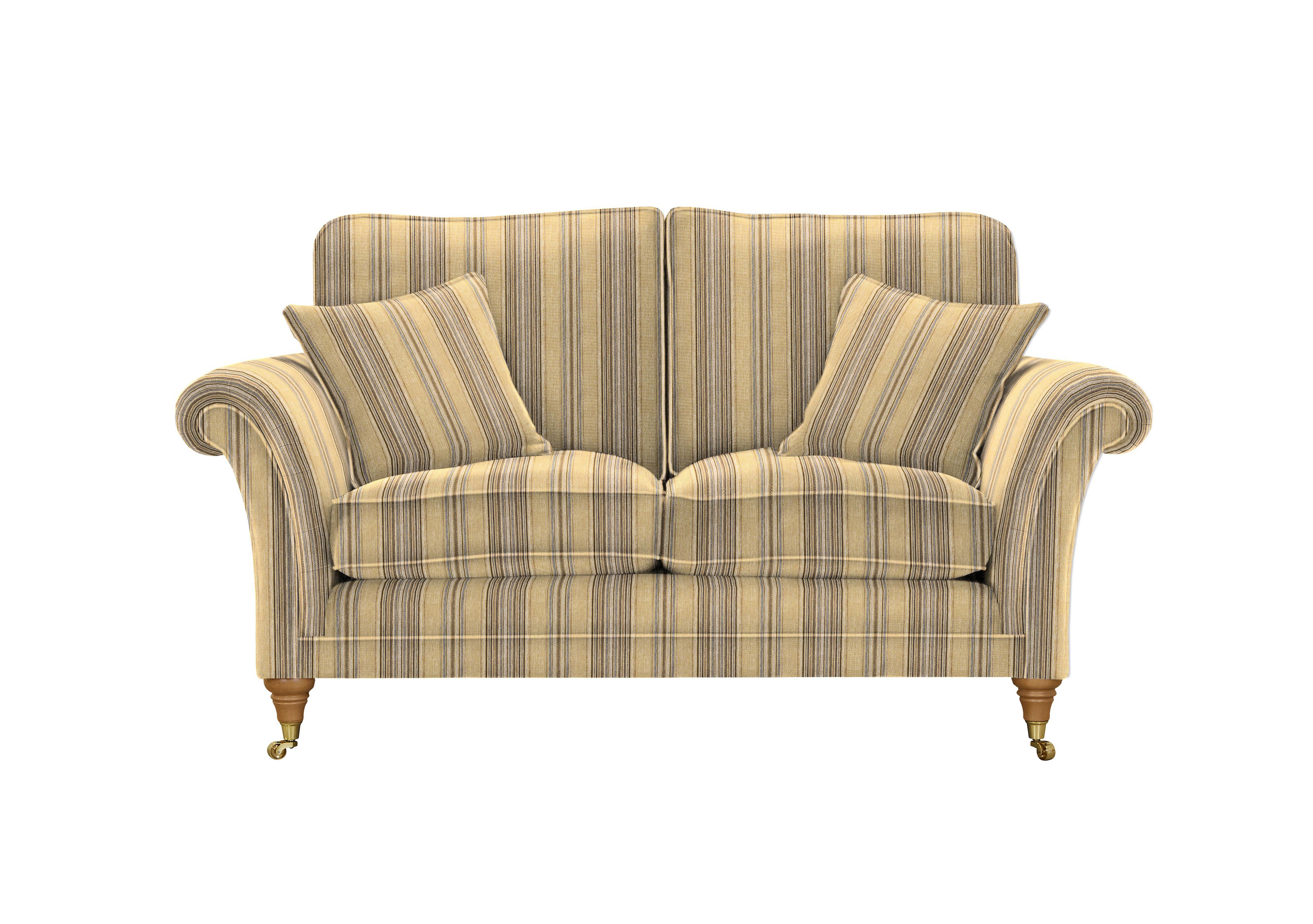 Burghley 2 Seater Fabric Sofa in 03017-0036 Nouv Stripe Caramel on Furniture Village