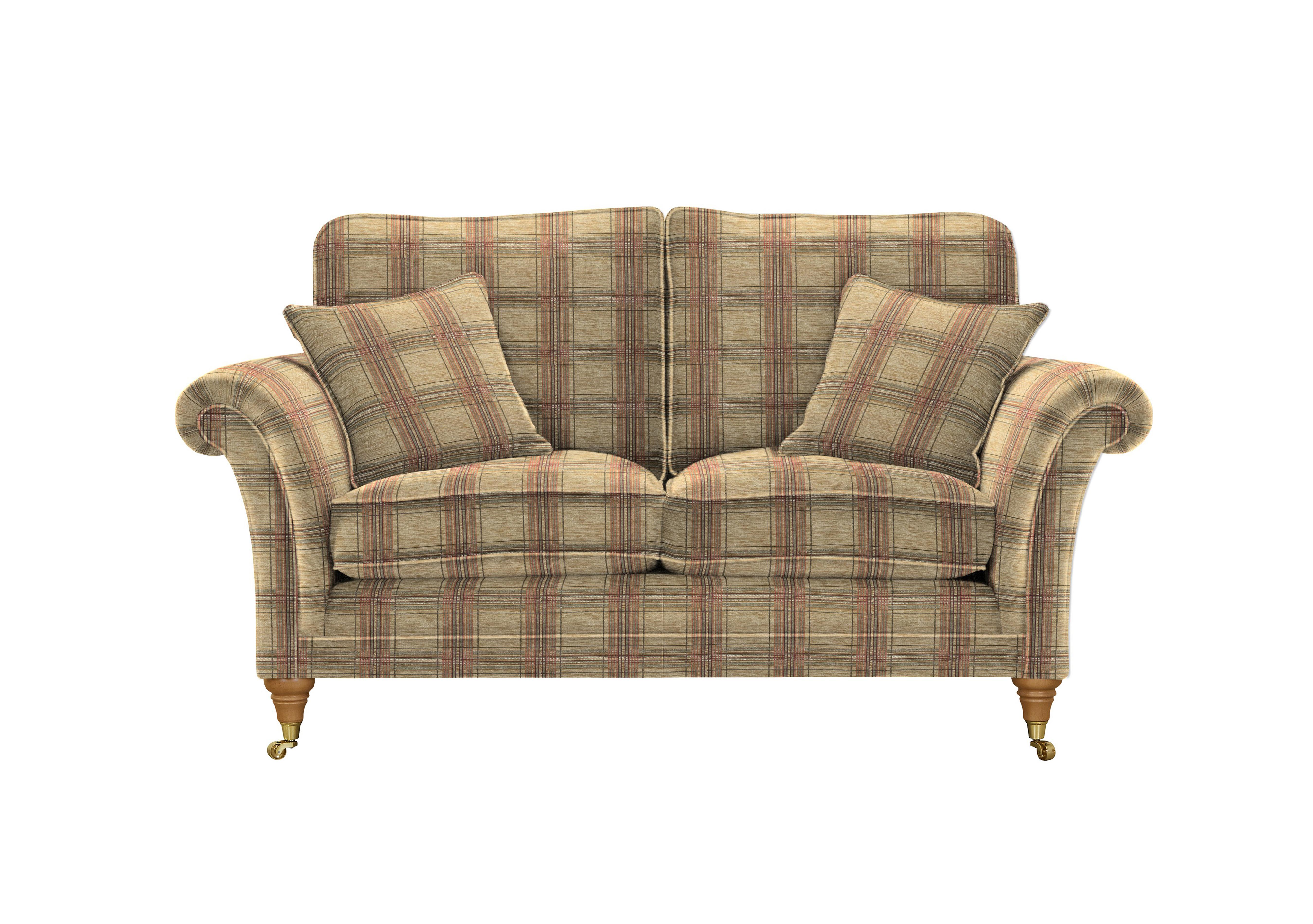 Burghley 2 Seater Fabric Sofa in 050025-0318 Baslow Check Gold on Furniture Village