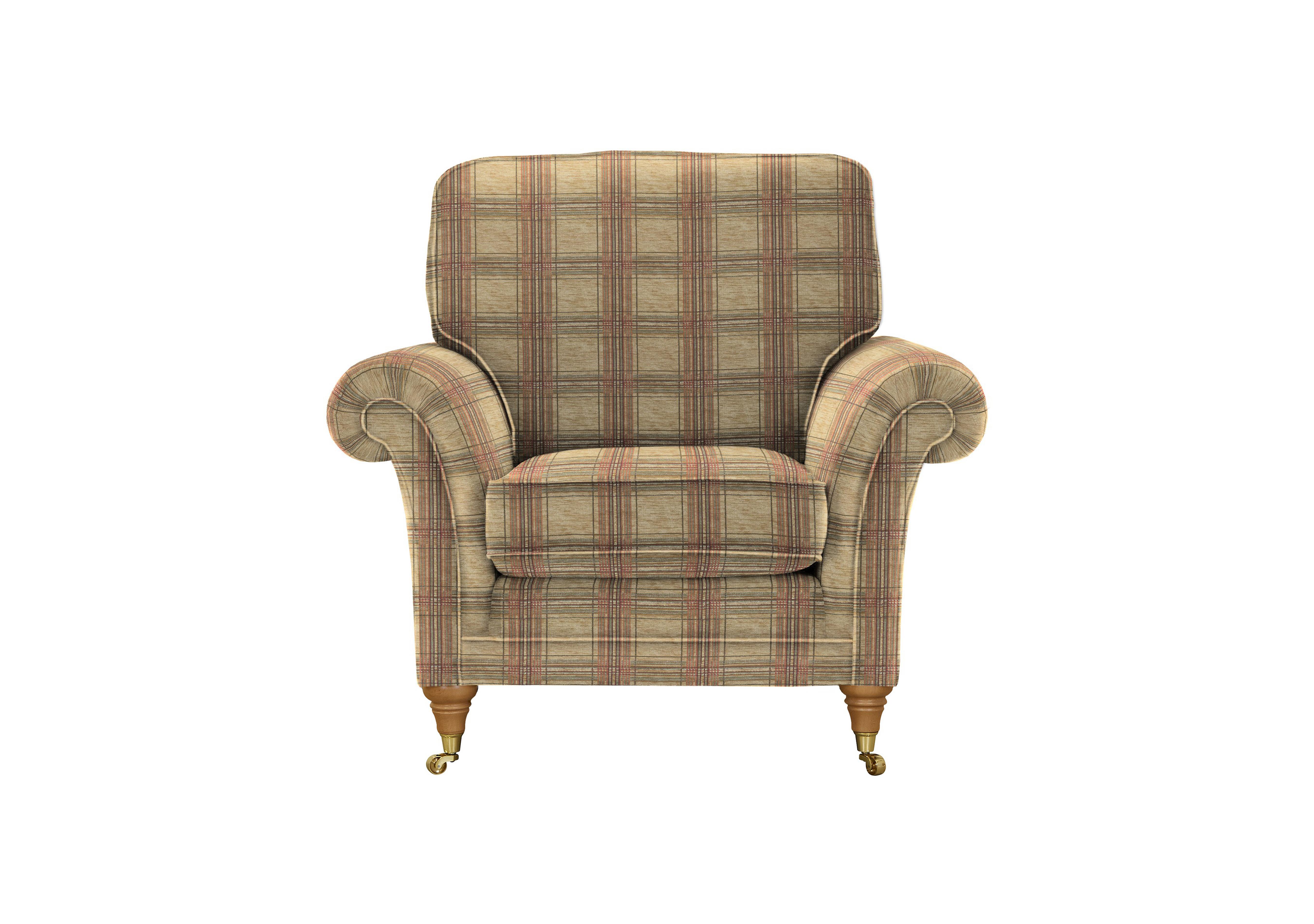 Burghley Fabric Armchair in 050025-0318 Baslow Check Gold on Furniture Village