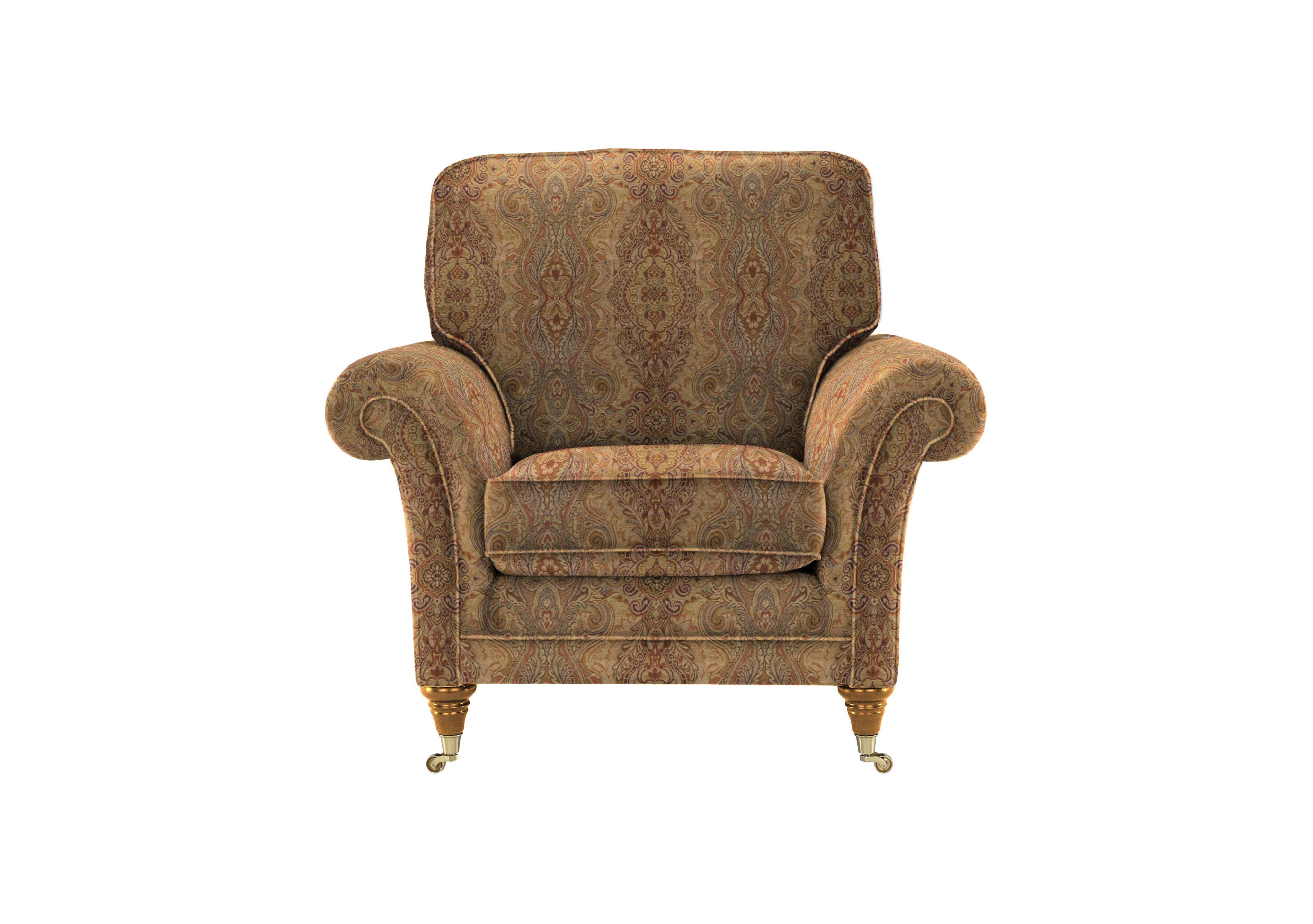 Burghley Fabric Armchair in 050026-318 Baslow Medalli Gold on Furniture Village
