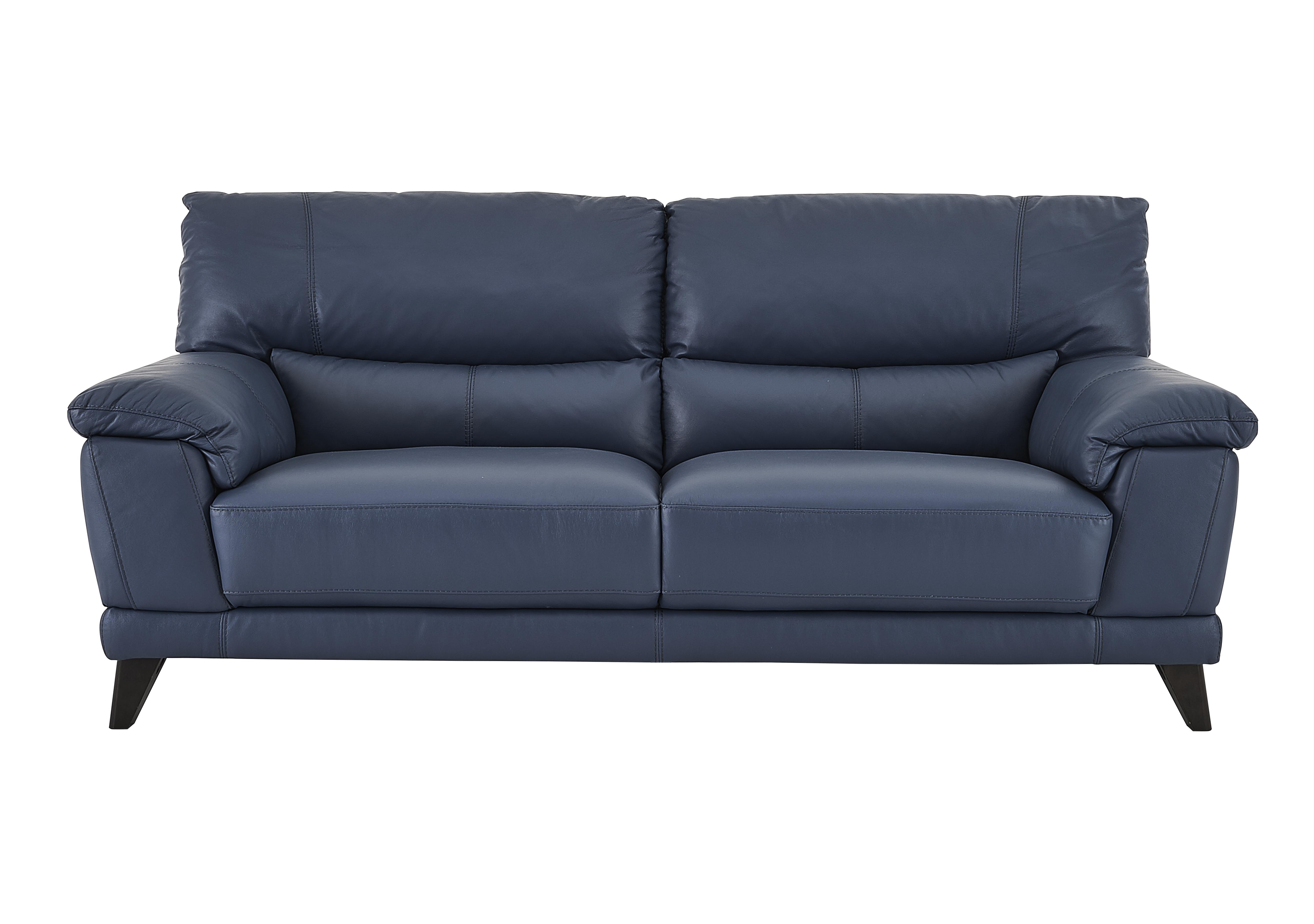 Pacific 3 Seater Leather Sofa in Bv-313e Ocean Blue on Furniture Village