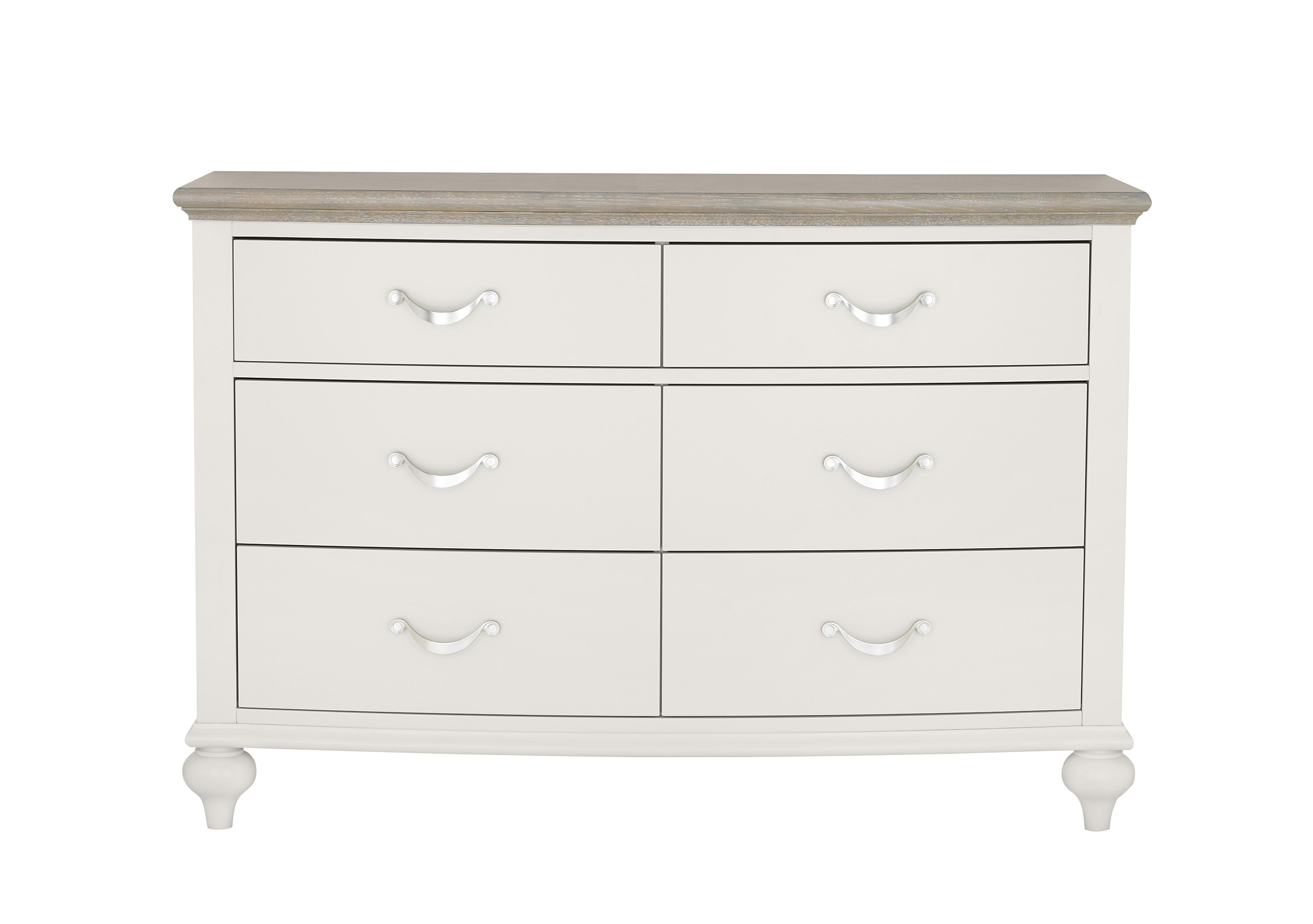 Annecy 6 Drawer Wide Chest in Soft Grey And Grey Washed Oak on Furniture Village