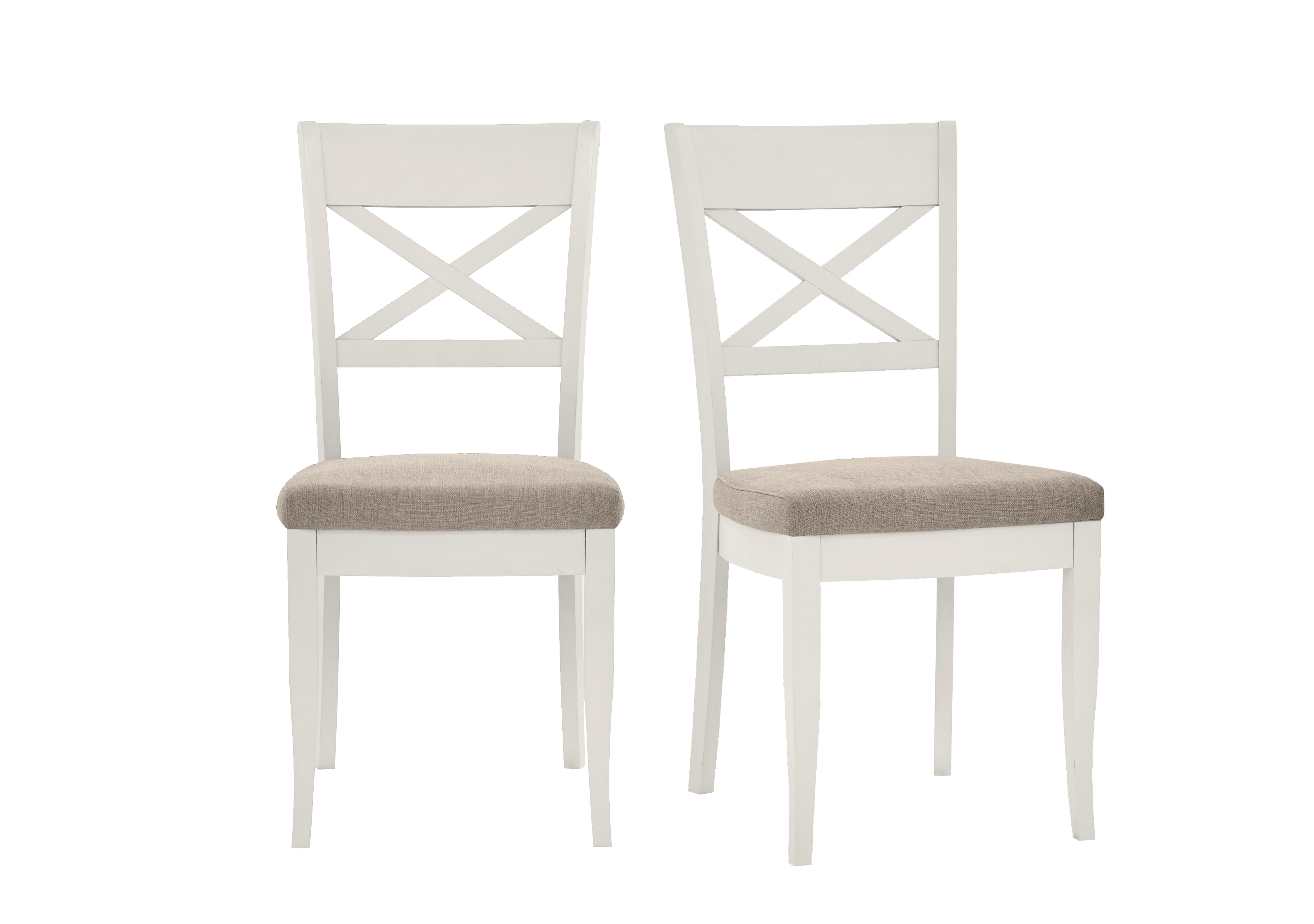 Annecy Pair of Cross Back Fabric Dining Chairs in Pebble Grey on Furniture Village