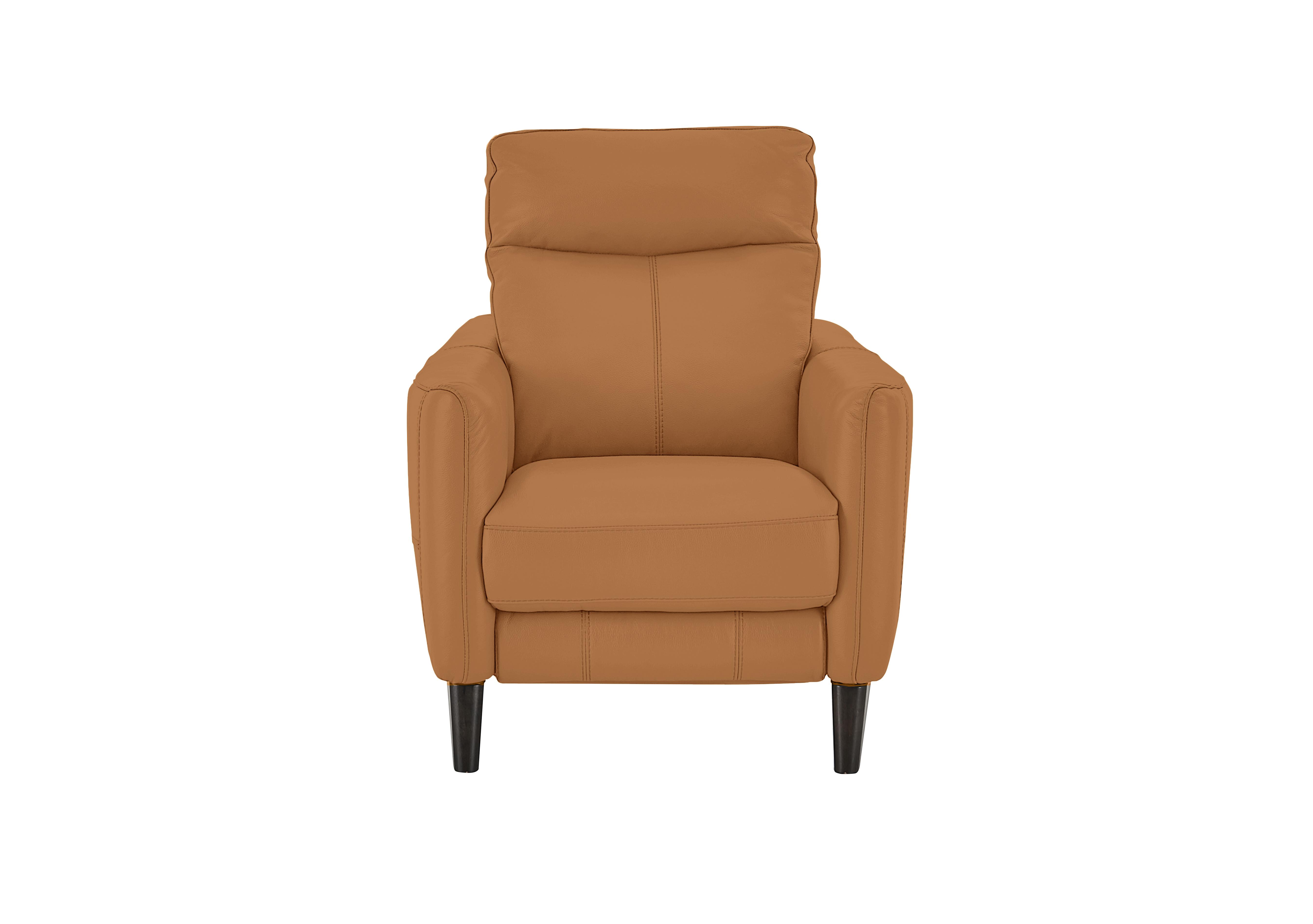 Compact Collection Petit Leather Recliner Armchair in Bv-335e Honey Yellow on Furniture Village