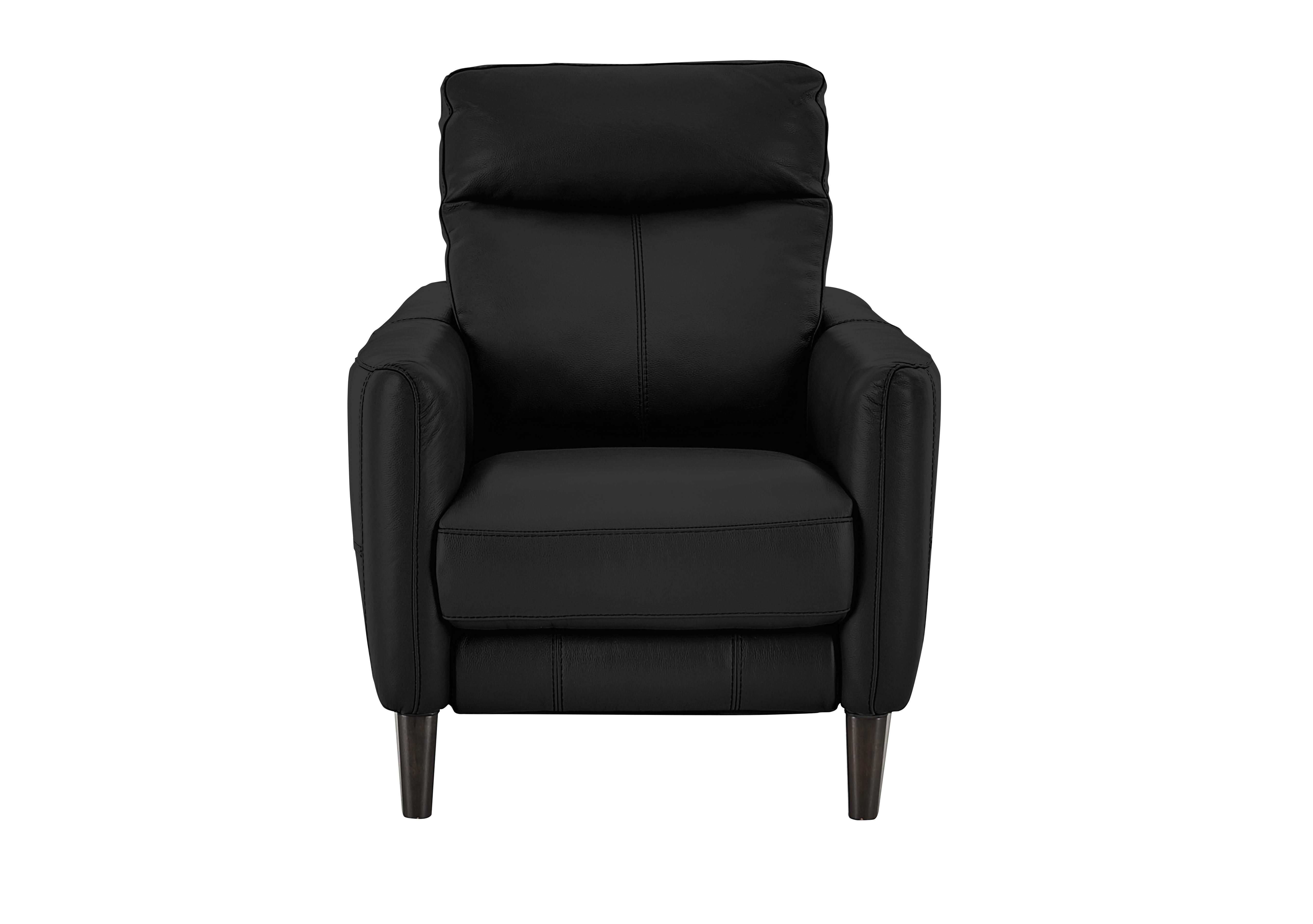 Compact Collection Petit Leather Recliner Armchair in Bv-3500 Classic Black on Furniture Village