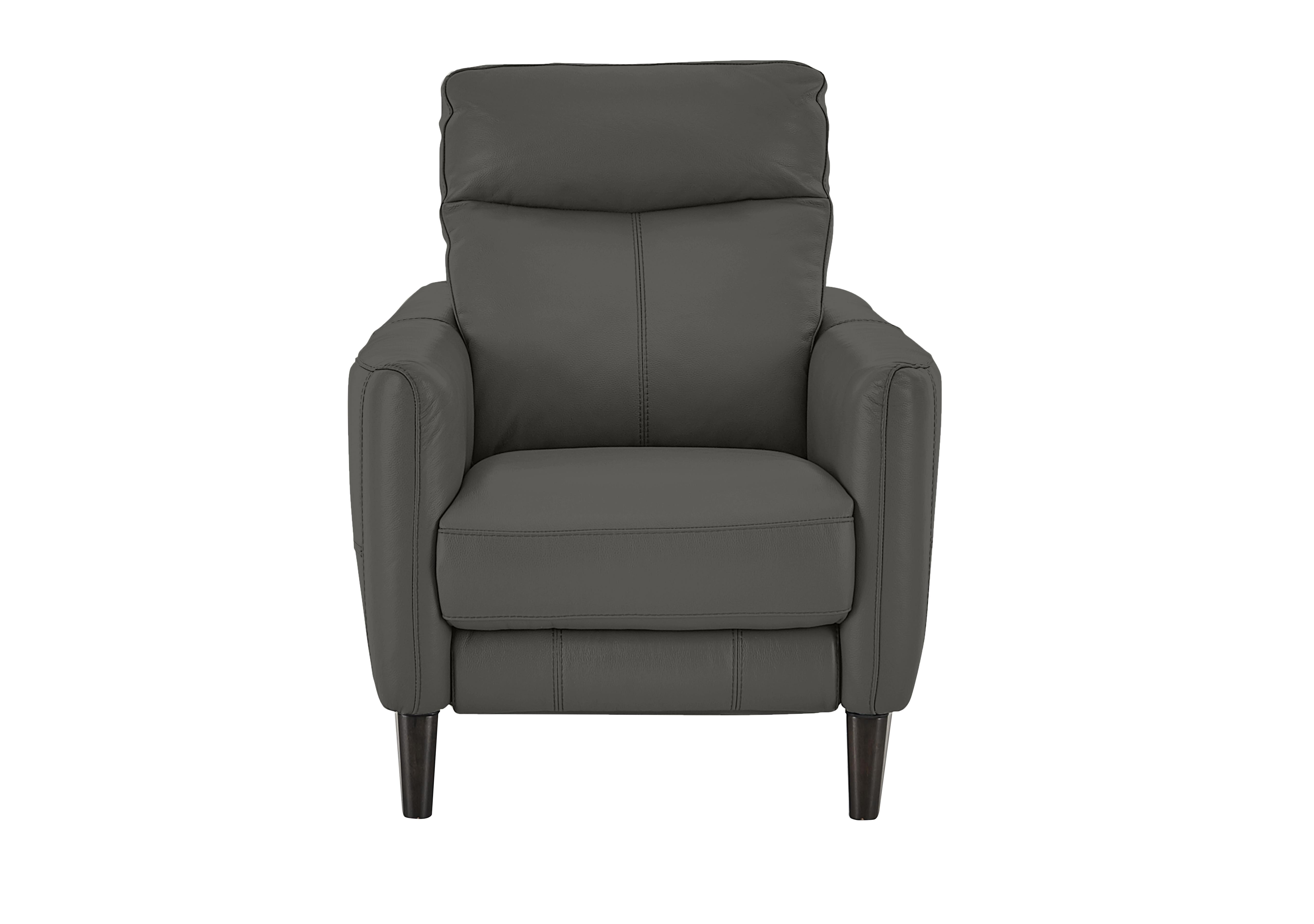 Compact Collection Petit Leather Recliner Armchair in Nc-088e Charcoal Grey on Furniture Village
