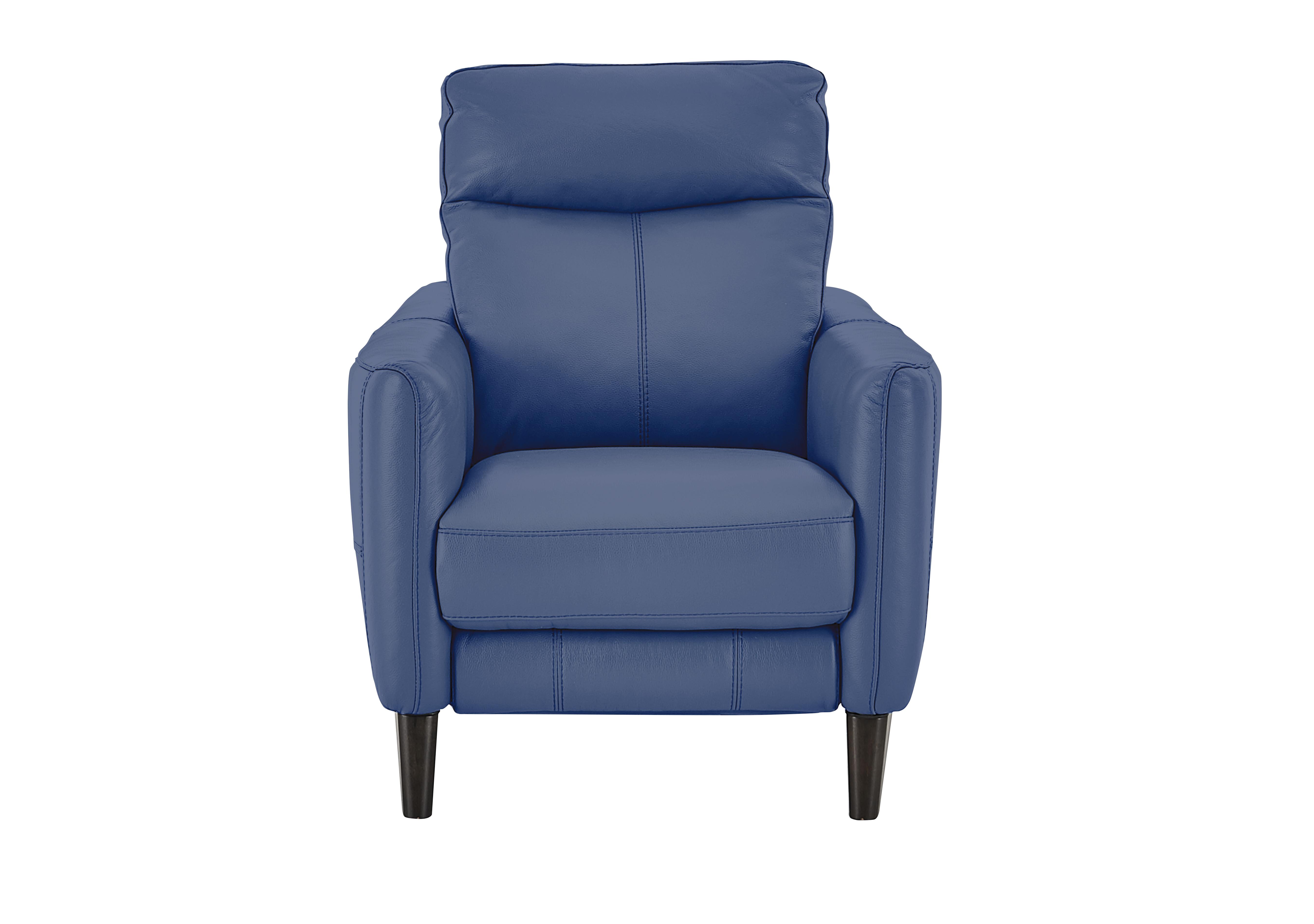 Compact Collection Petit Leather Recliner Armchair in Nc-313e Ocean Blue on Furniture Village
