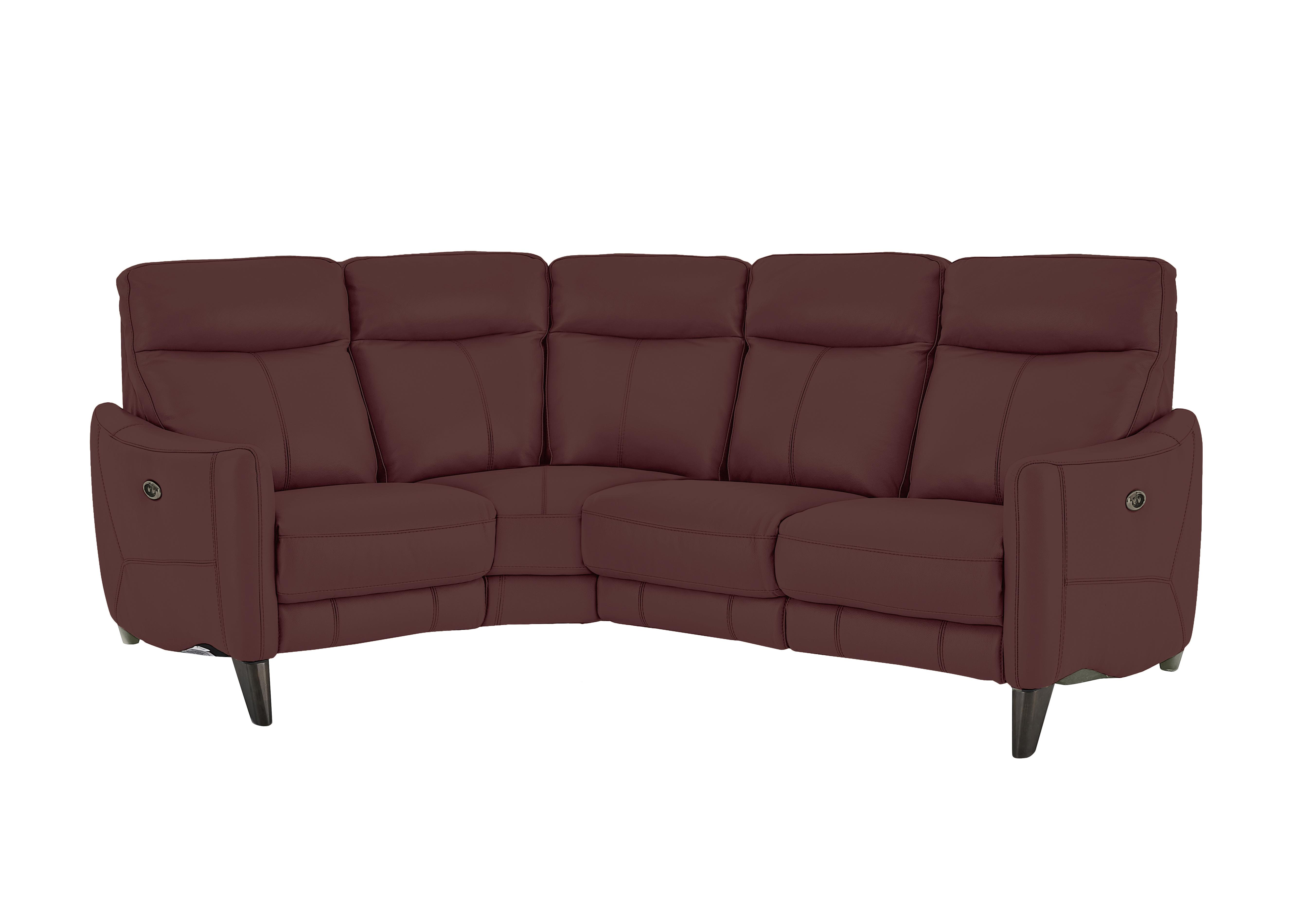 Compact Collection Petit Leather Corner Sofa in Bv-035c Deep Red on Furniture Village