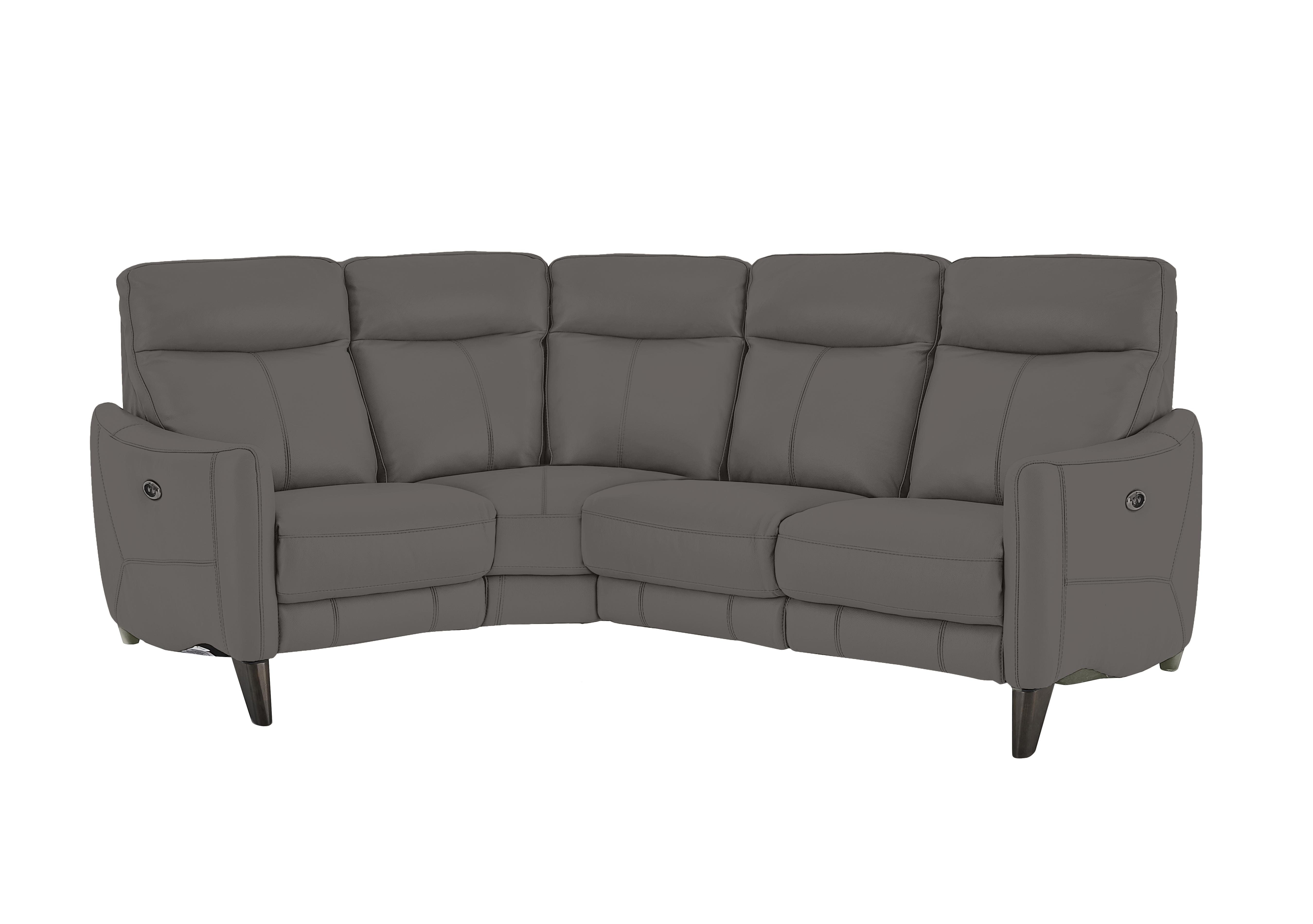 Compact Collection Petit Leather Corner Sofa in Bv-042e Elephant on Furniture Village