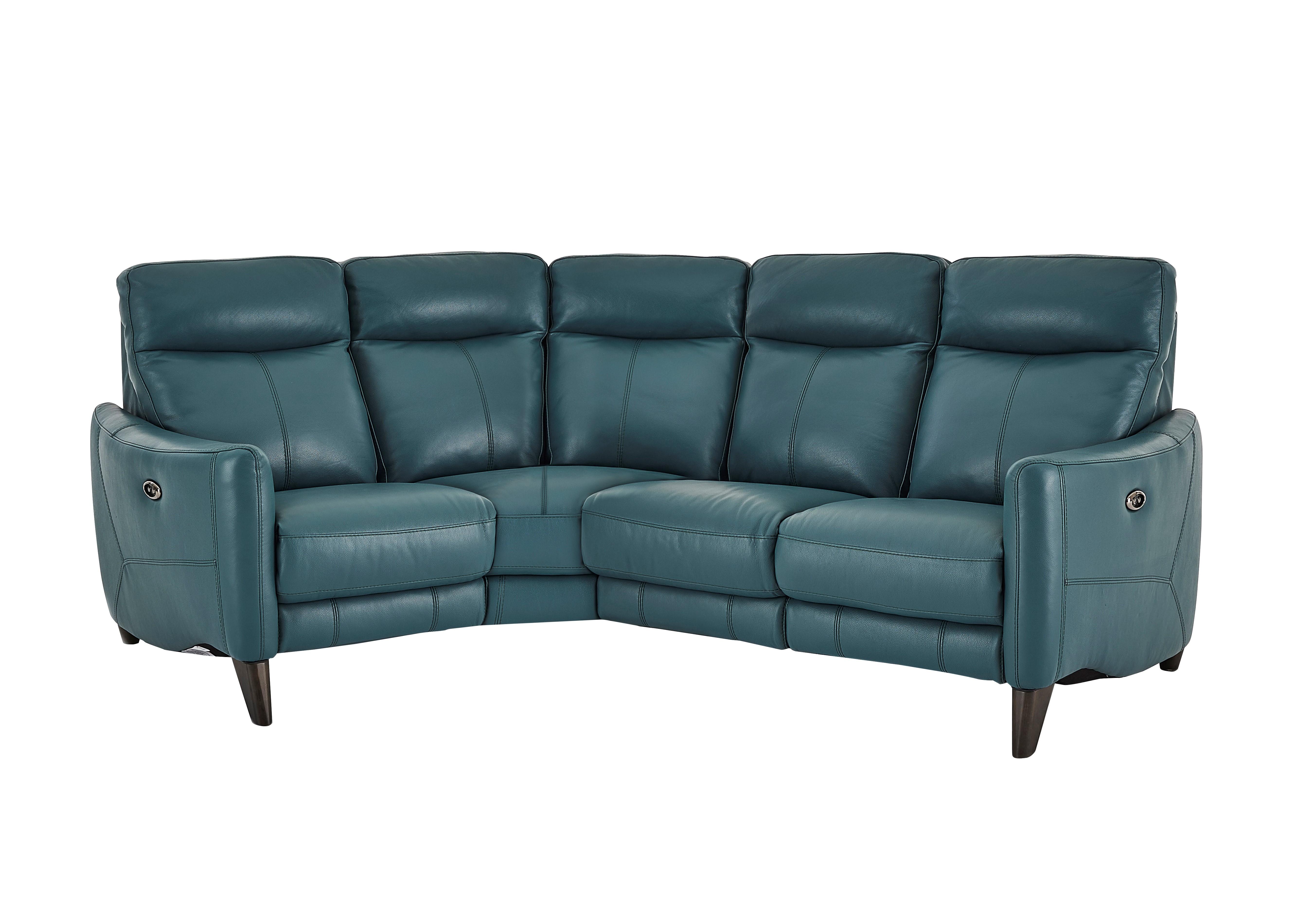 Compact Collection Petit Leather Corner Sofa in Bv-301e Lake Green on Furniture Village
