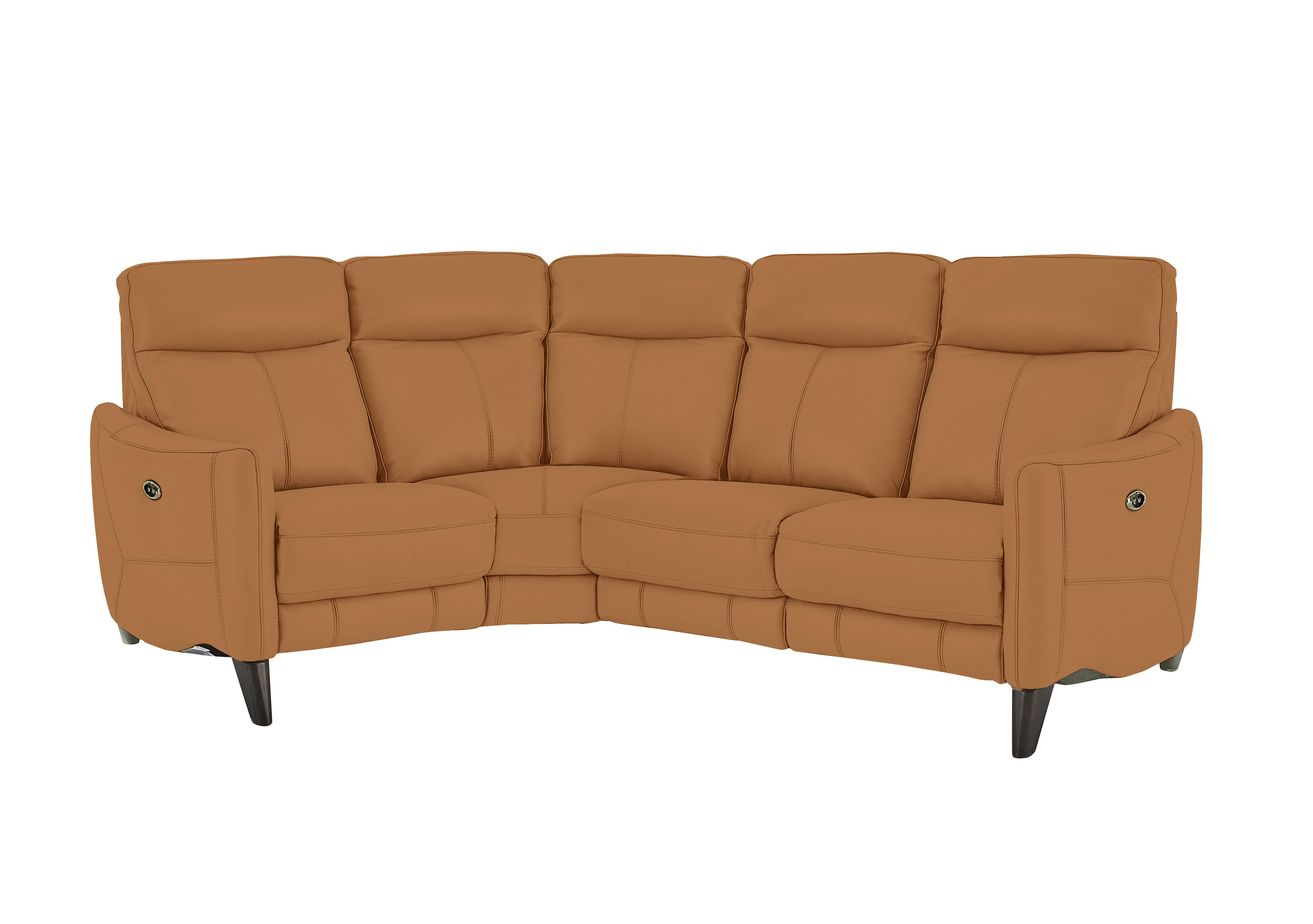 Compact Collection Petit Leather Corner Sofa in Bv-335e Honey Yellow on Furniture Village