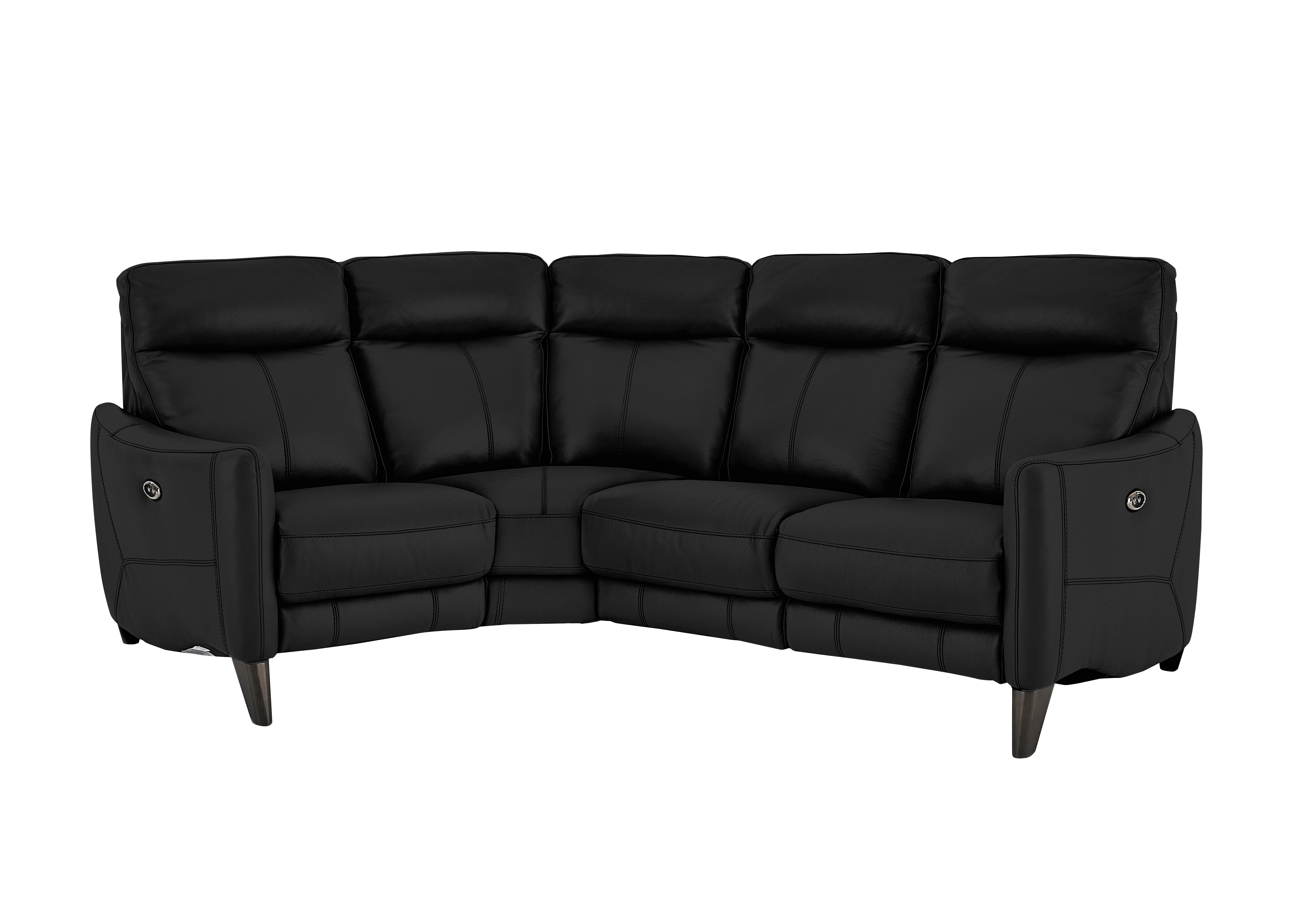 Compact Collection Petit Leather Corner Sofa in Bv-3500 Classic Black on Furniture Village