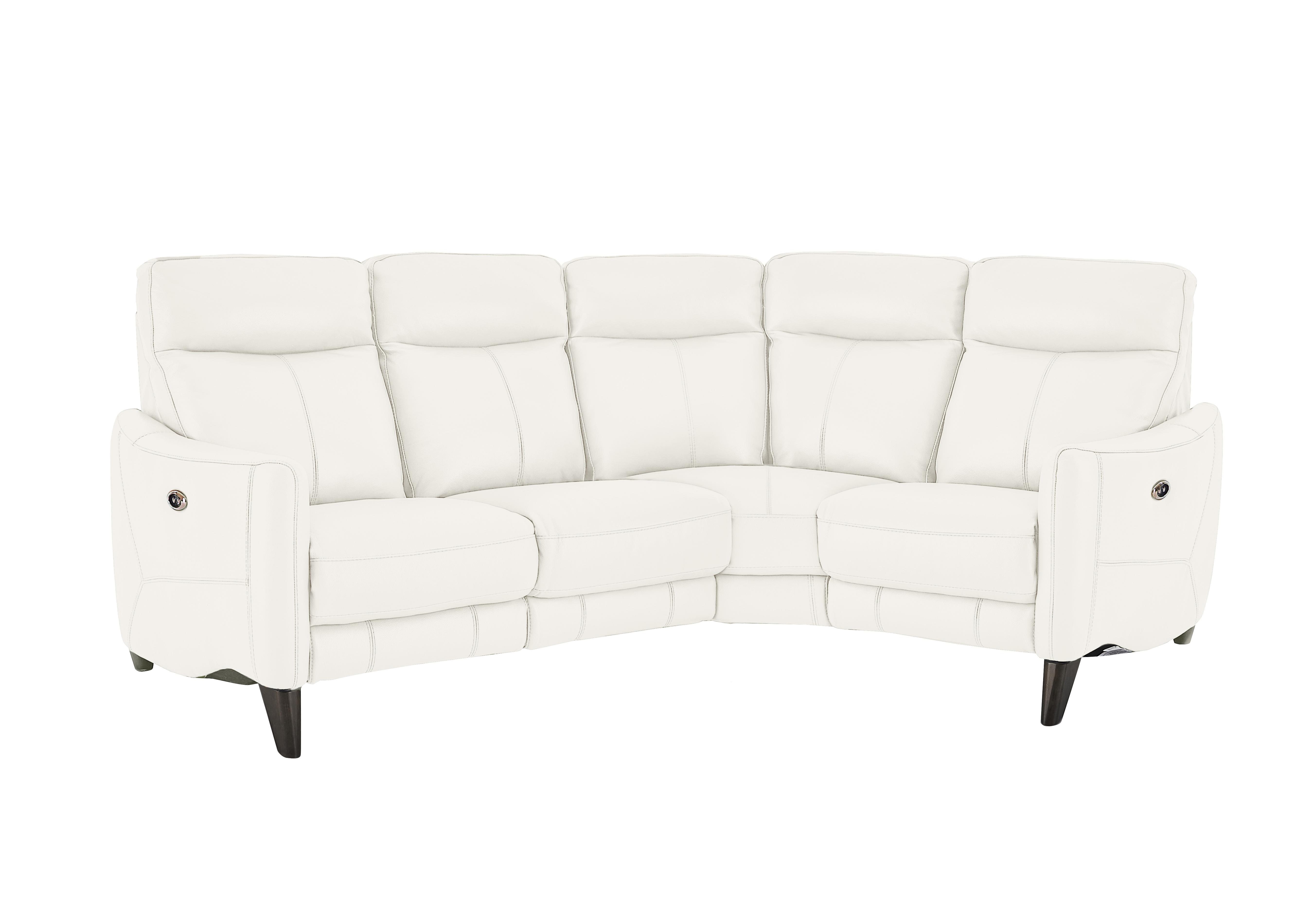 Compact Collection Petit Leather Corner Sofa in Bv-744d Star White on Furniture Village