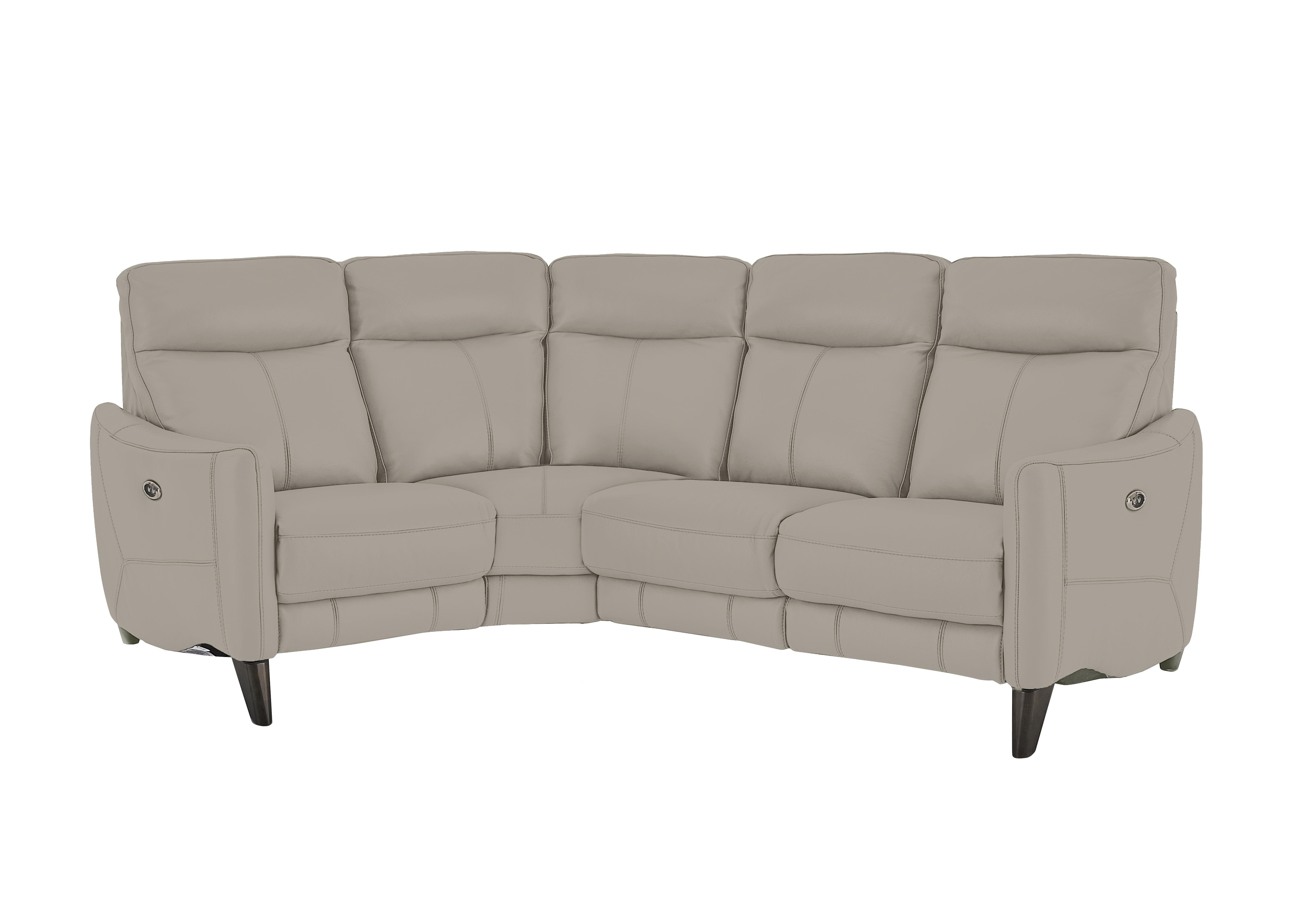 Compact Collection Petit Leather Corner Sofa in Bv-946b Silver Grey on Furniture Village