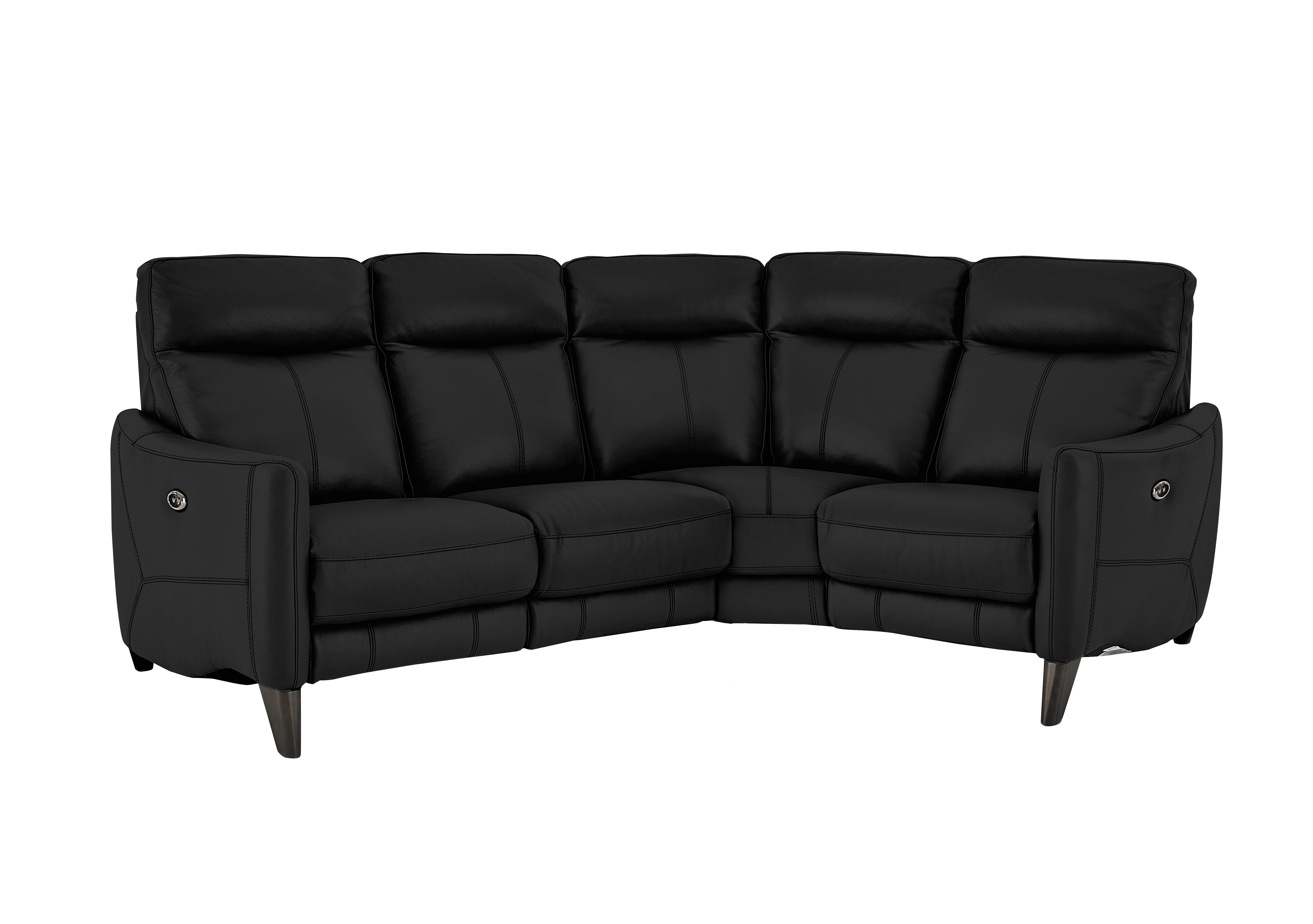 Compact Collection Petit Leather Corner Sofa in Nc-023c Black on Furniture Village