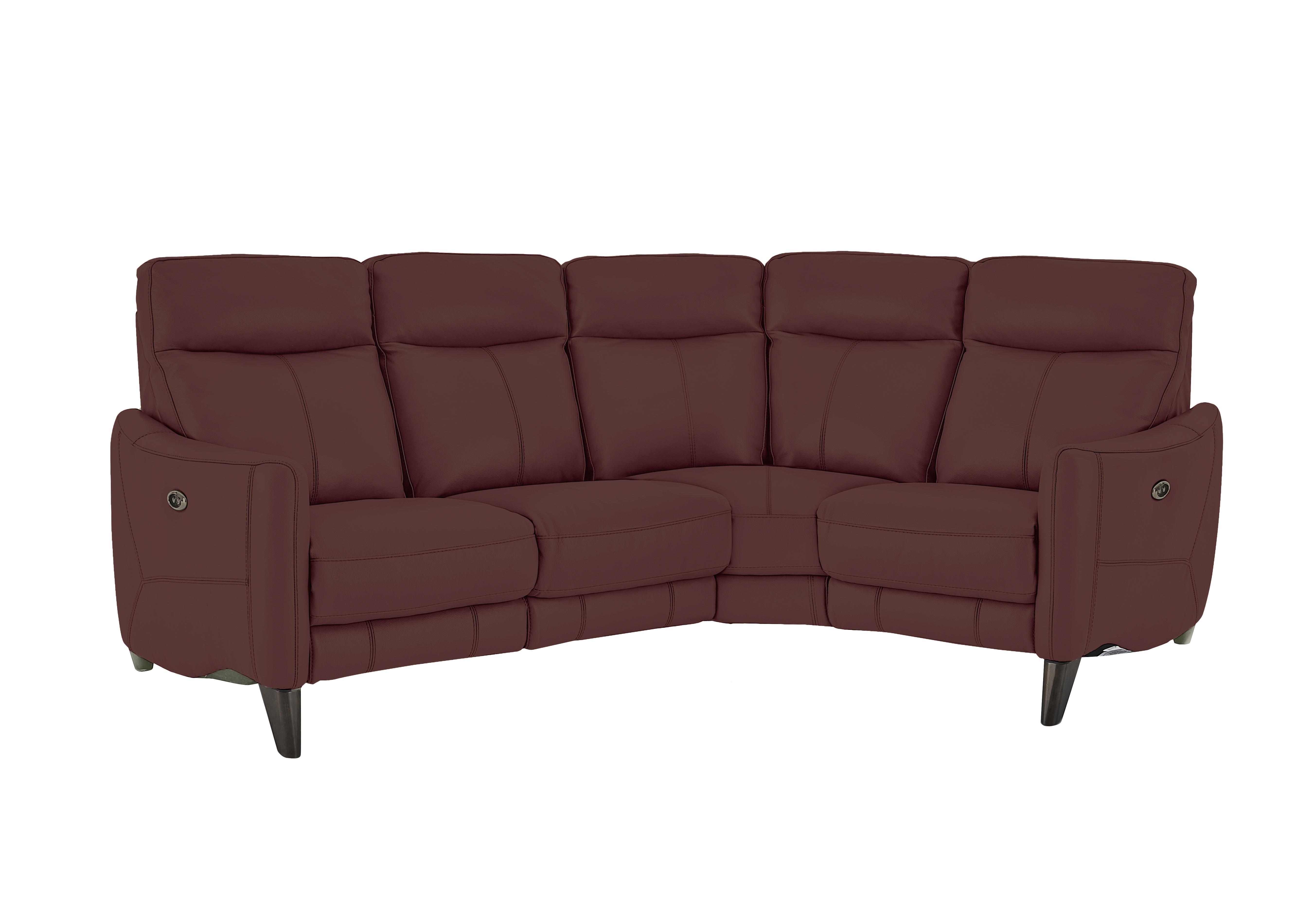 Compact Collection Petit Leather Corner Sofa in Nc-035c Deep Red on Furniture Village