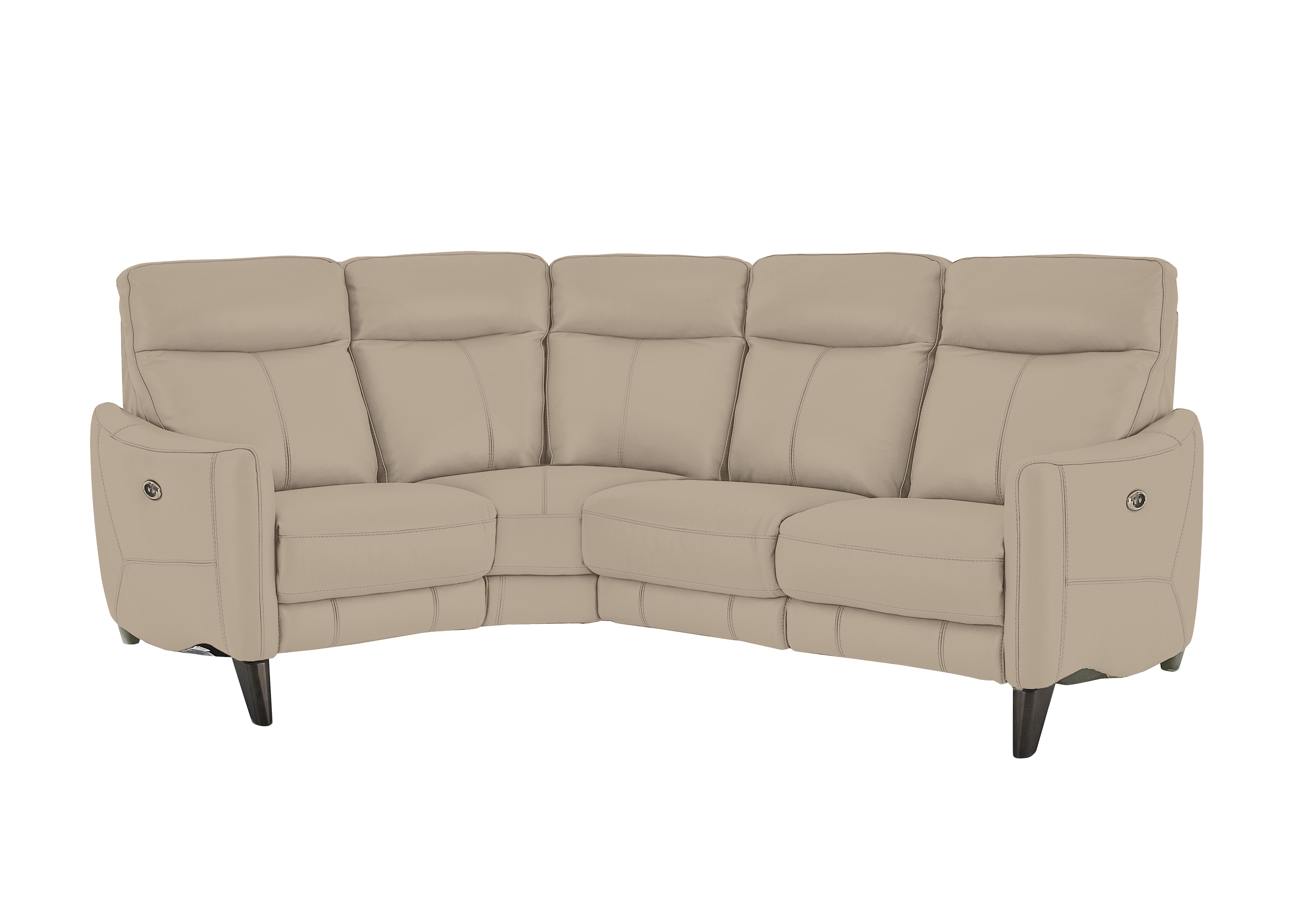 Compact Collection Petit Leather Corner Sofa in Nc-039c Pebble on Furniture Village