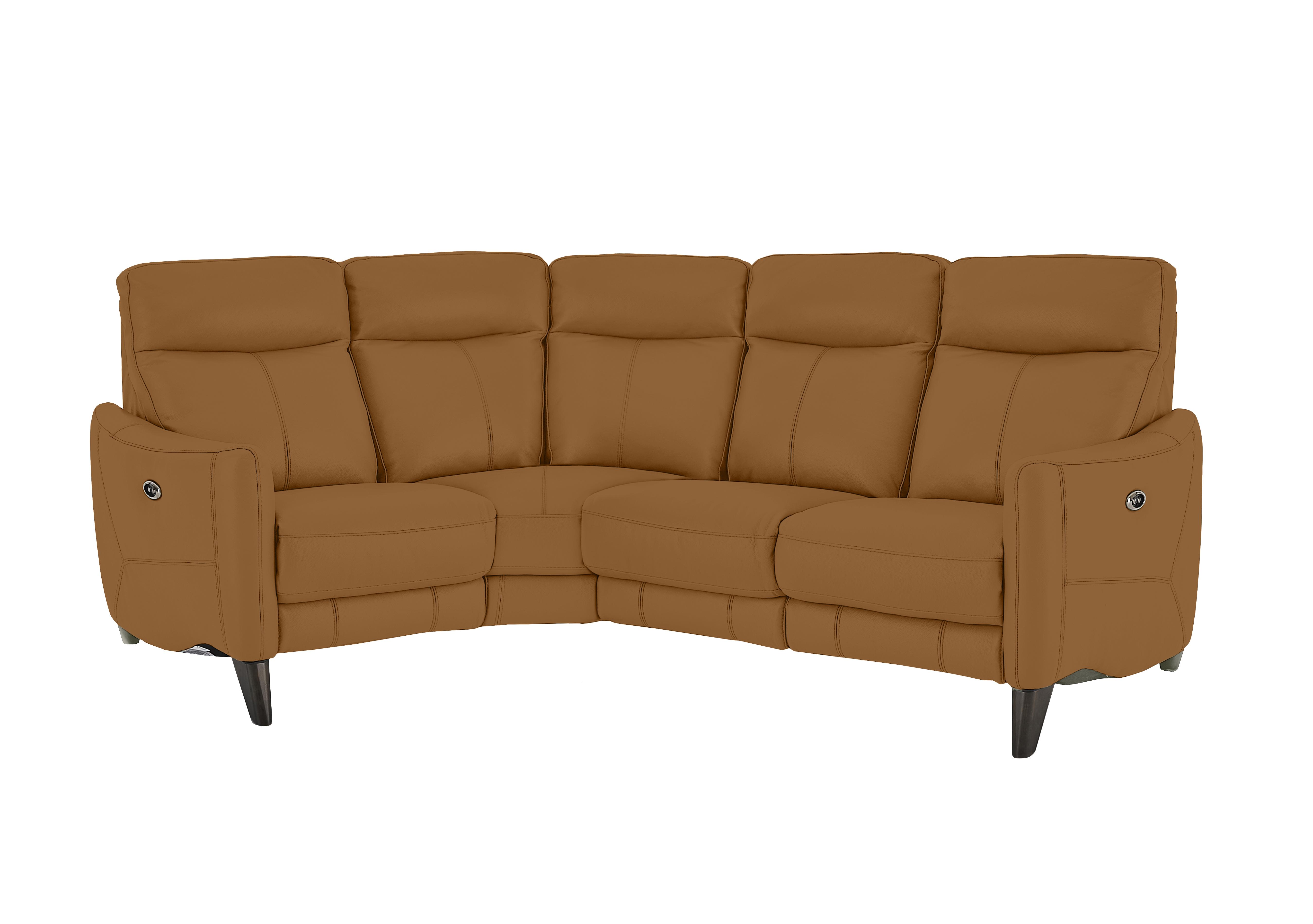 Compact Collection Petit Leather Corner Sofa in Nc-334e Pecan Brown on Furniture Village