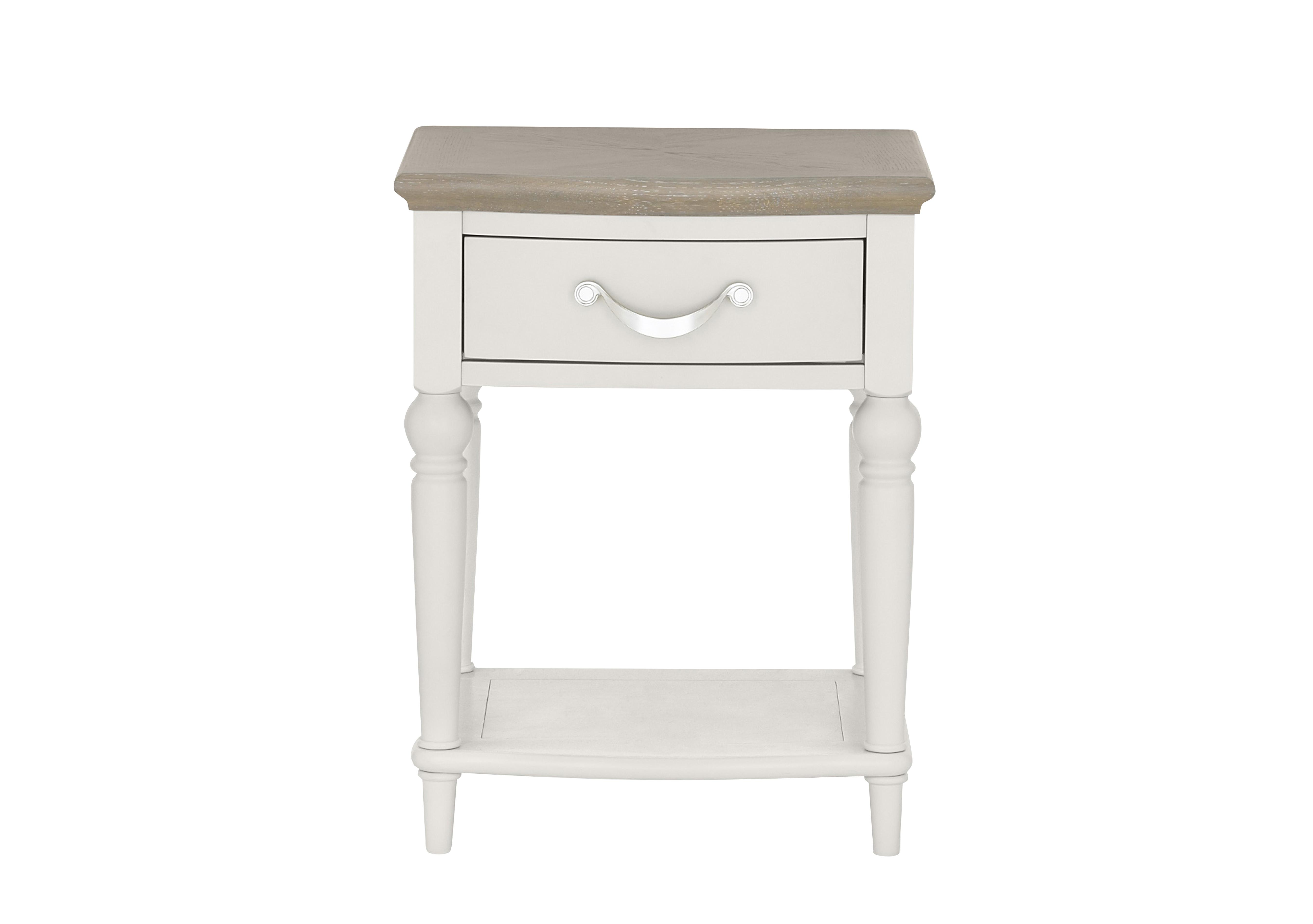 Annecy 1 Drawer Nightstand in Soft Grey And Grey Washed Oak on Furniture Village